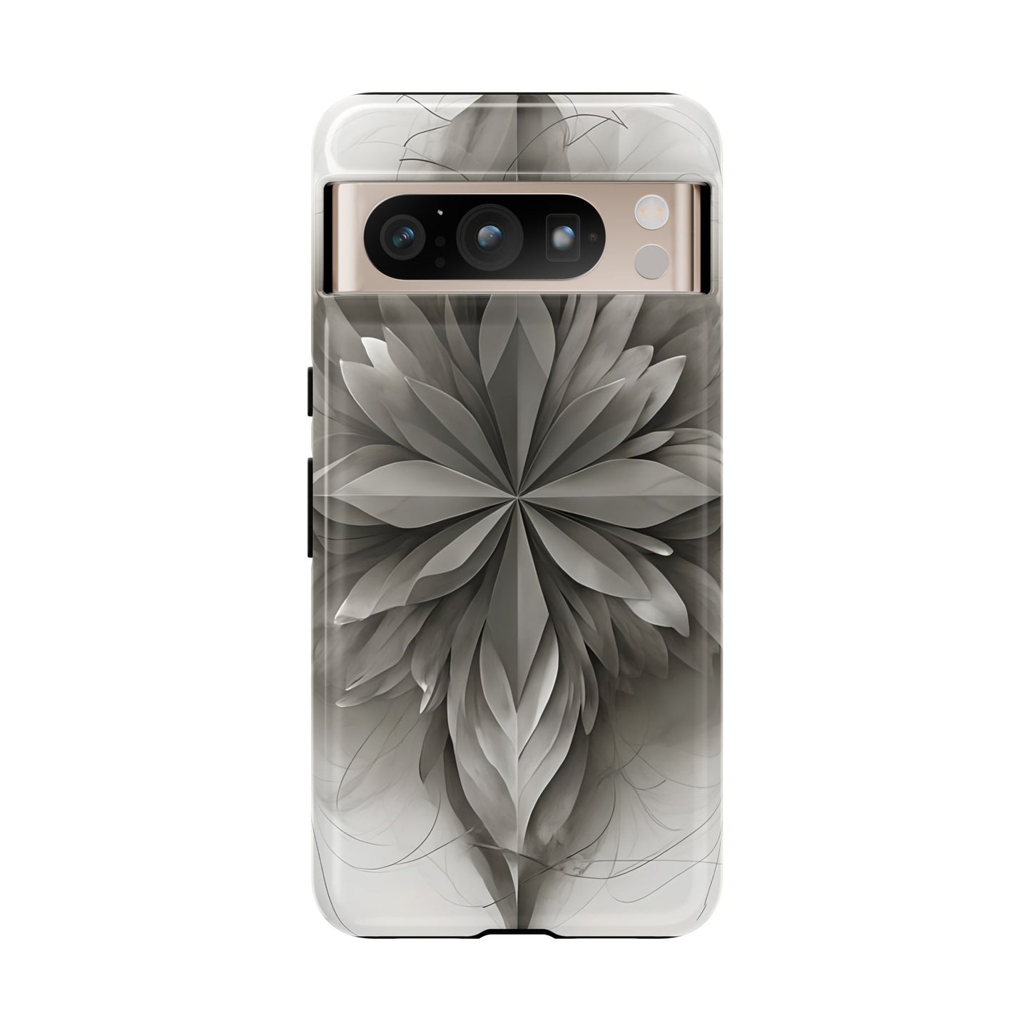 Silver Lotus - Elegant Monochrome Floral Google Pixel Tough Phone Case - Modern Lotus Design