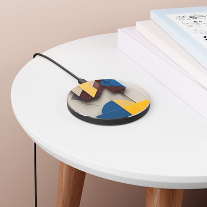 Chromatic Construct modern geometric art Qi wireless charger on bedside table with books