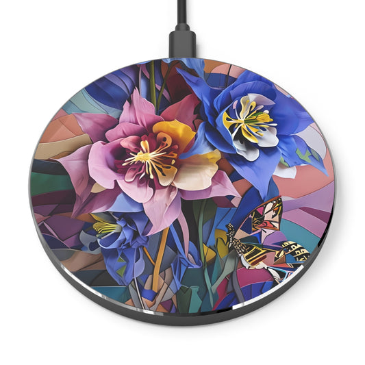 Blue Columbine Carnivale Qi Wireless Charger - 10W Fast Charging Pad for iPhone 15/16 - MagSafe Compatible Designer Phone Charger