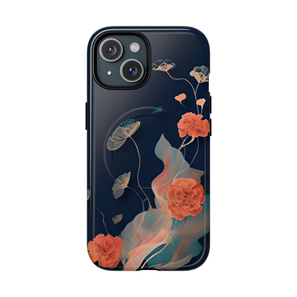 Lotus Reverie - Elegant Artistic Floral iPhone 15 MagSafe Phone Case - Painterly Lotus Blossom Design