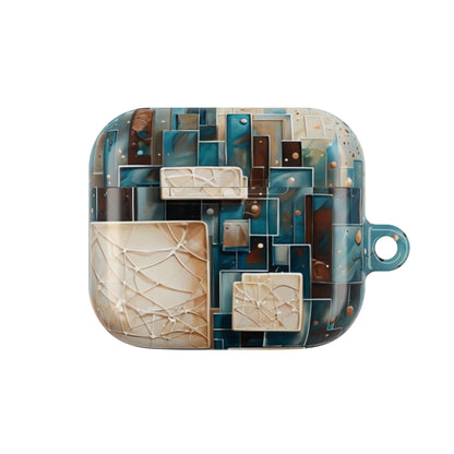 Architectural Drift AirPods Case - Modern Geometric Teal & Parchment Design for Gen 1, 2, 3, Pro Gen 1 & 2
