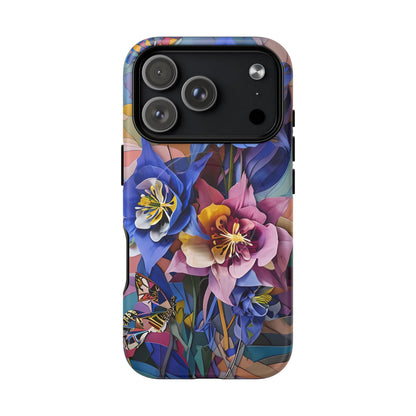 Blue Columbine Carnivale - Artistic Floral & Butterfly iPhone MagSafe Phone Case - Vibrant Botanical Design