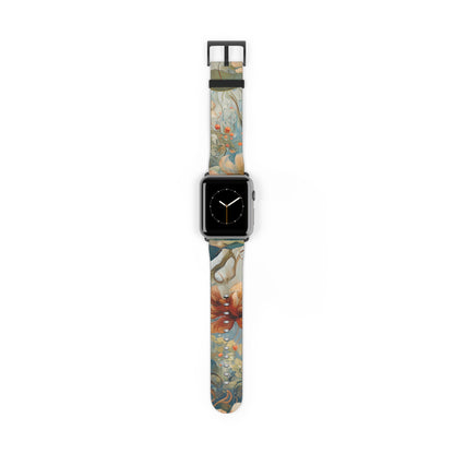 Waterlily Dreamscape Designer Apple Watch Band - Premium Custom Strap for Series 1-9, SE & Ultra - Artistic Vegan Leather
