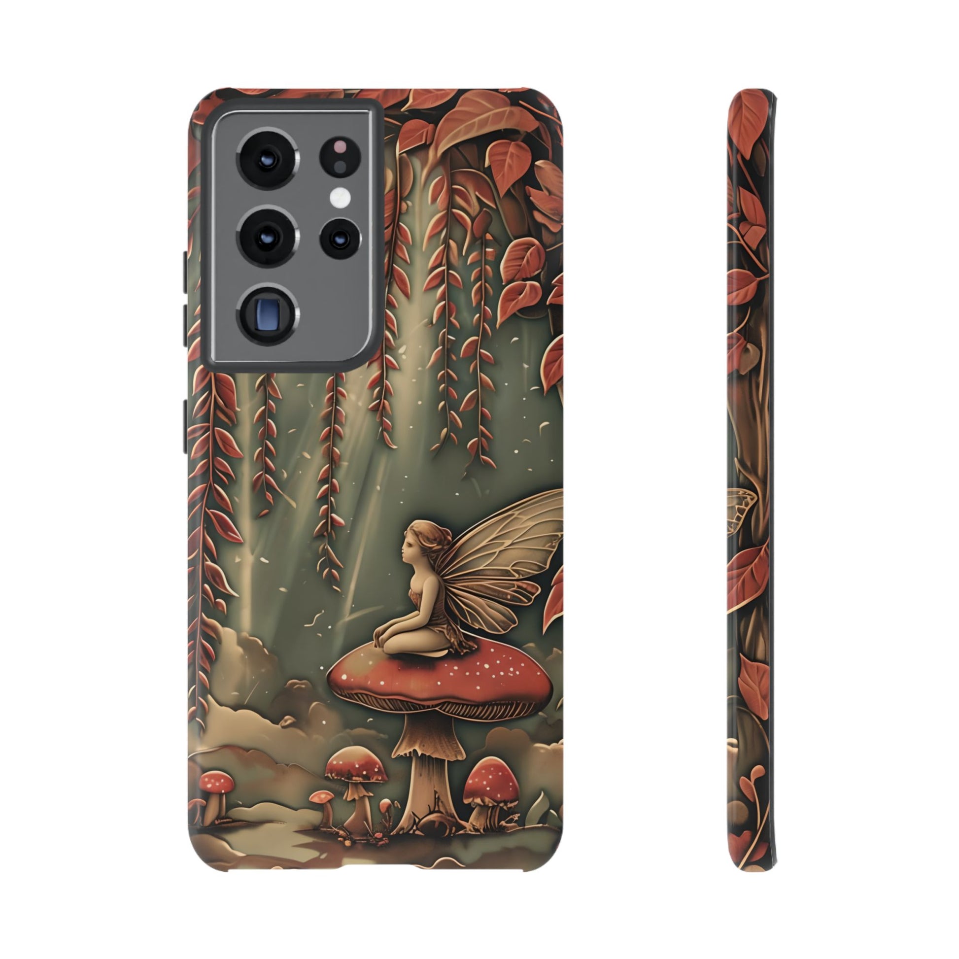 Willow Whisper - Tranquil Nature Art Samsung Galaxy S21 Ultra Tough Phone Case - Serene Willow Tree & Meditative Figure Design