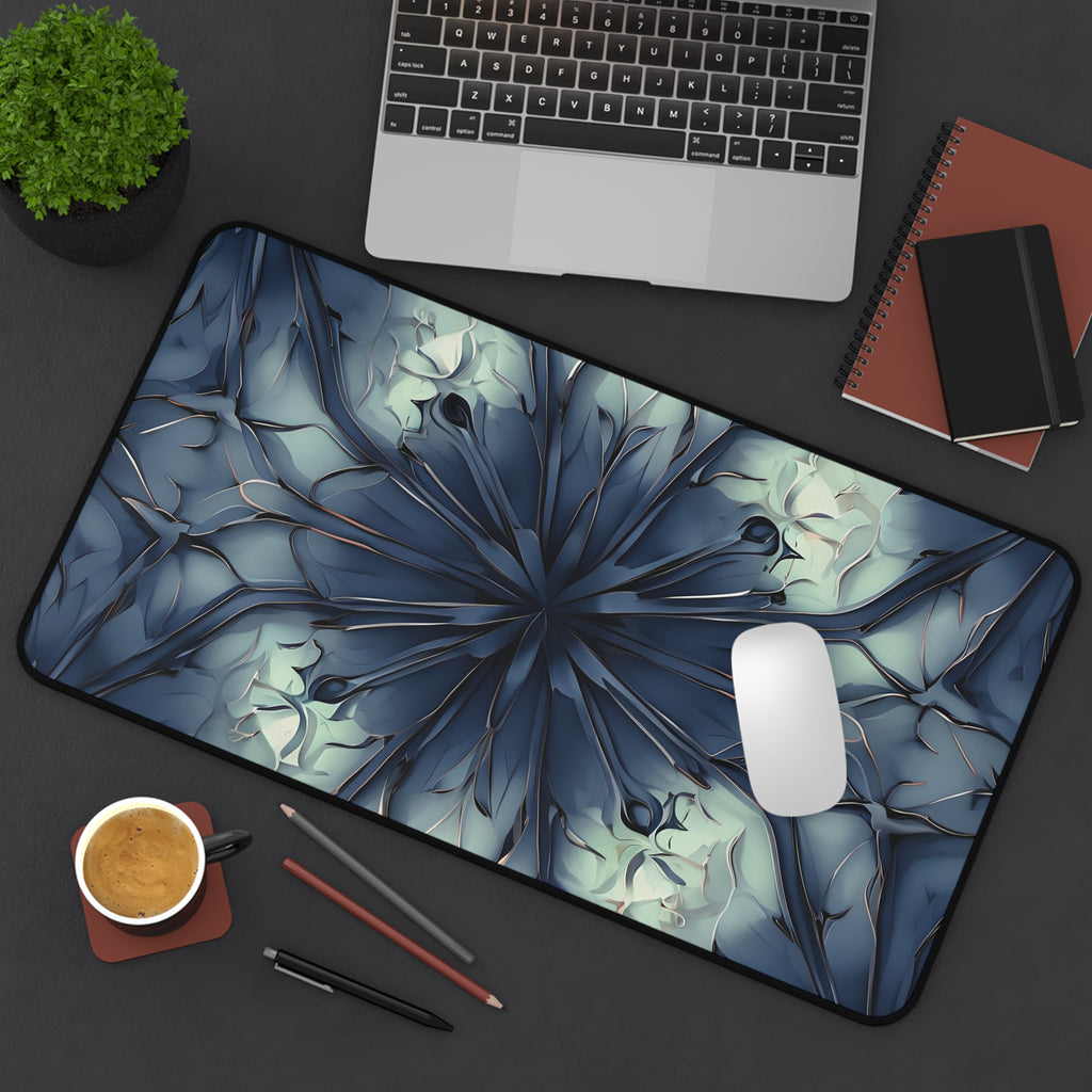 Indigo Mosaic Desk Mat - Premium Office Desk Pad, 3 Sizes Available, Artistic Workspace Protection