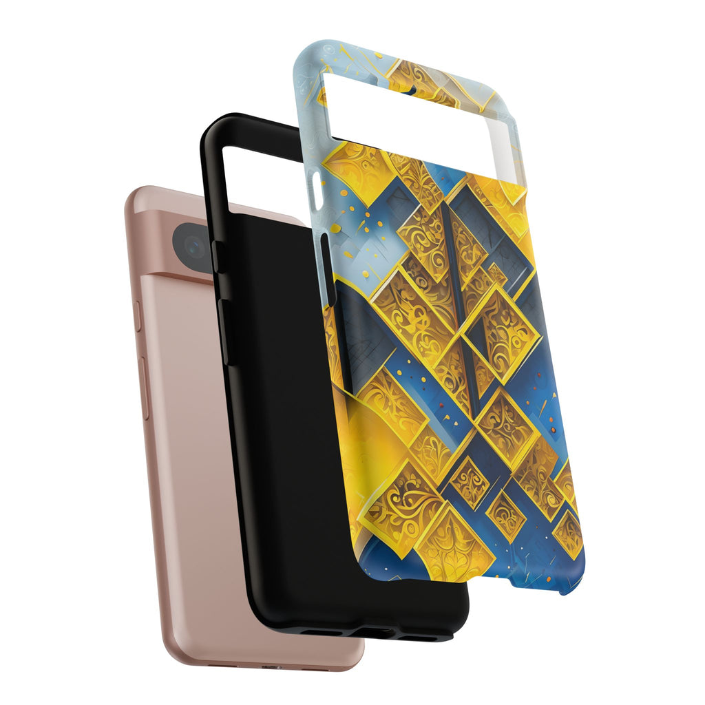 Golden Ascent Luxe Geometric Google Pixel 8 Tough Case - Elegant Abstract Gold Design
