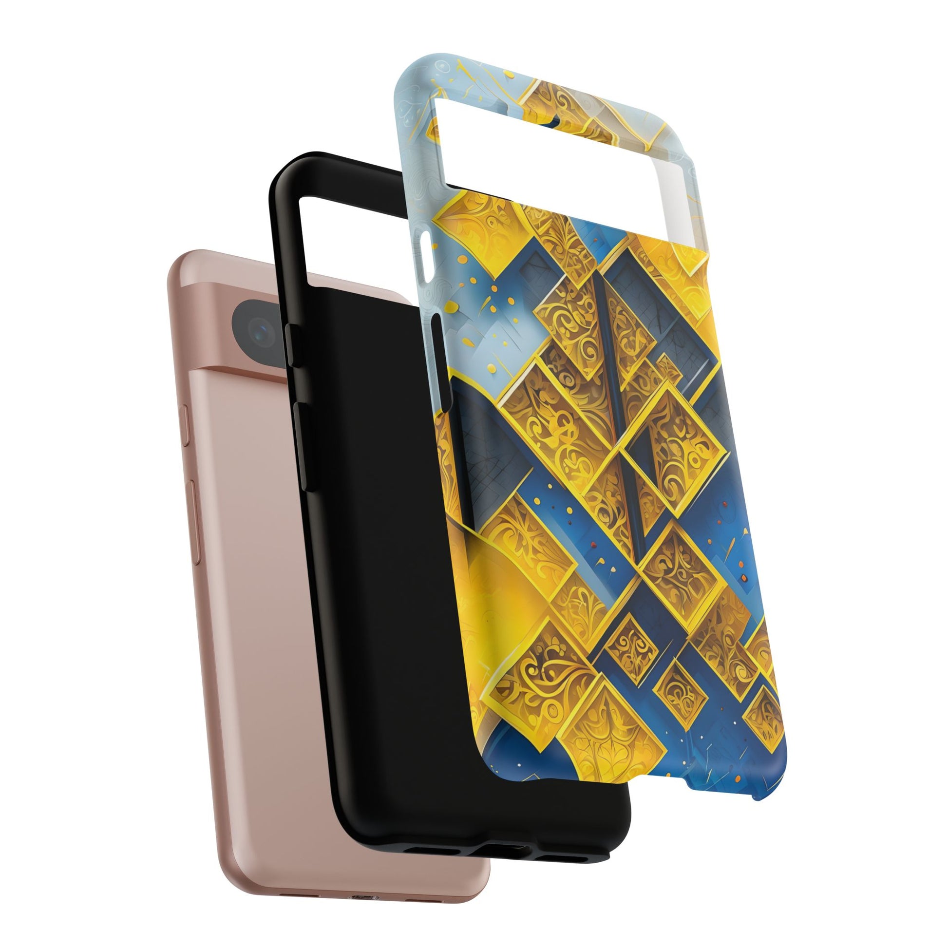 Golden Ascent Luxe Geometric Google Pixel 8 Tough Case - Elegant Abstract Gold Design
