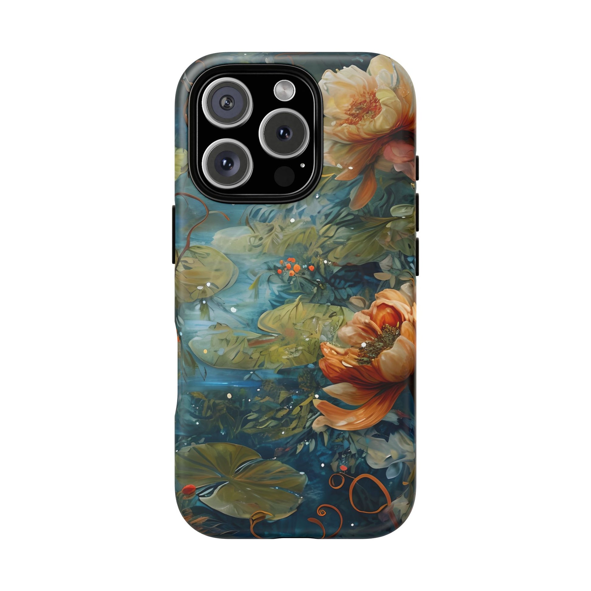 Waterlily Nocturne iPhone 16 Pro Case - Artistic Tough Cover - MagSafe Compatible - Premium Drop Protection