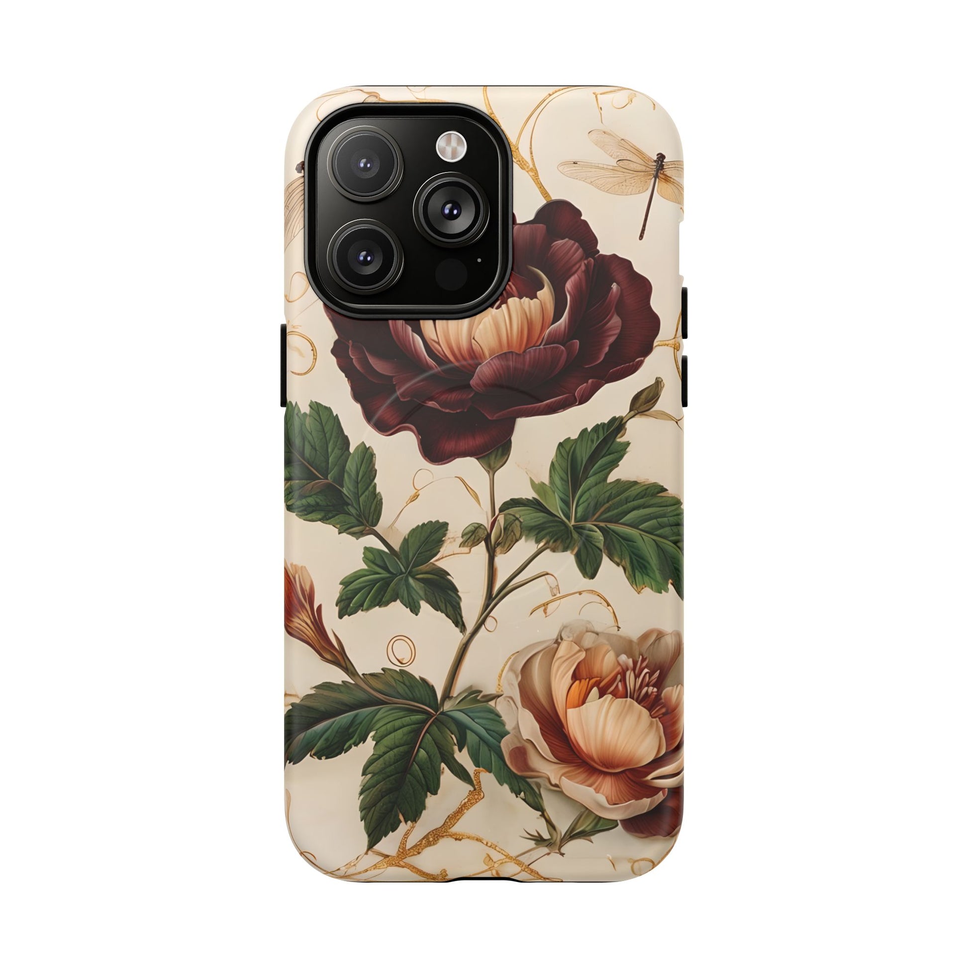 Vintage Burgundy Rose - Elegant Floral iPhone 14 Pro Max Phone Case - Classic Painterly Rose Design