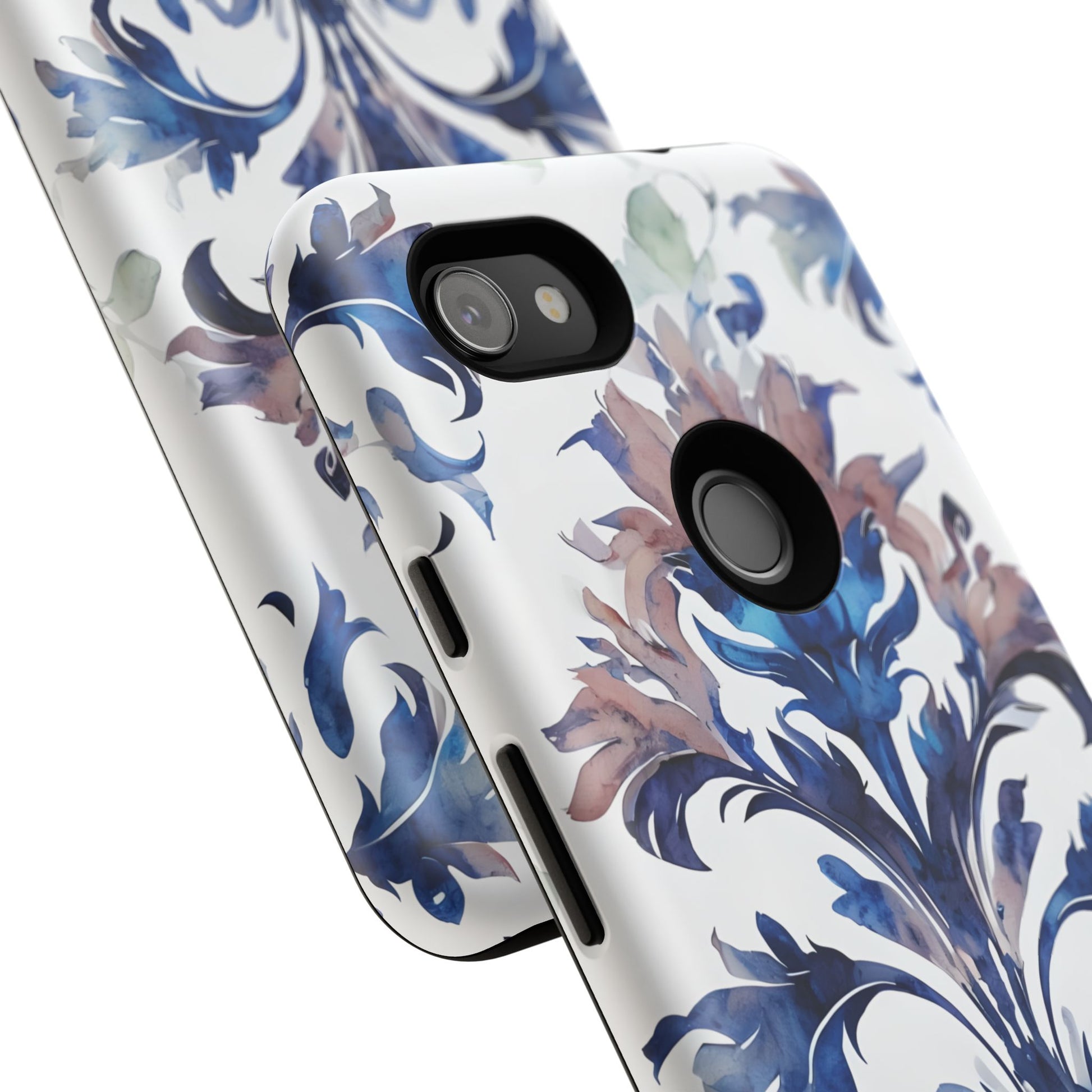 Delft Reverie - Elegant Blue & White Google Pixel 3a XL Tough Phone Case - Dutch Delftware-Inspired Floral Design