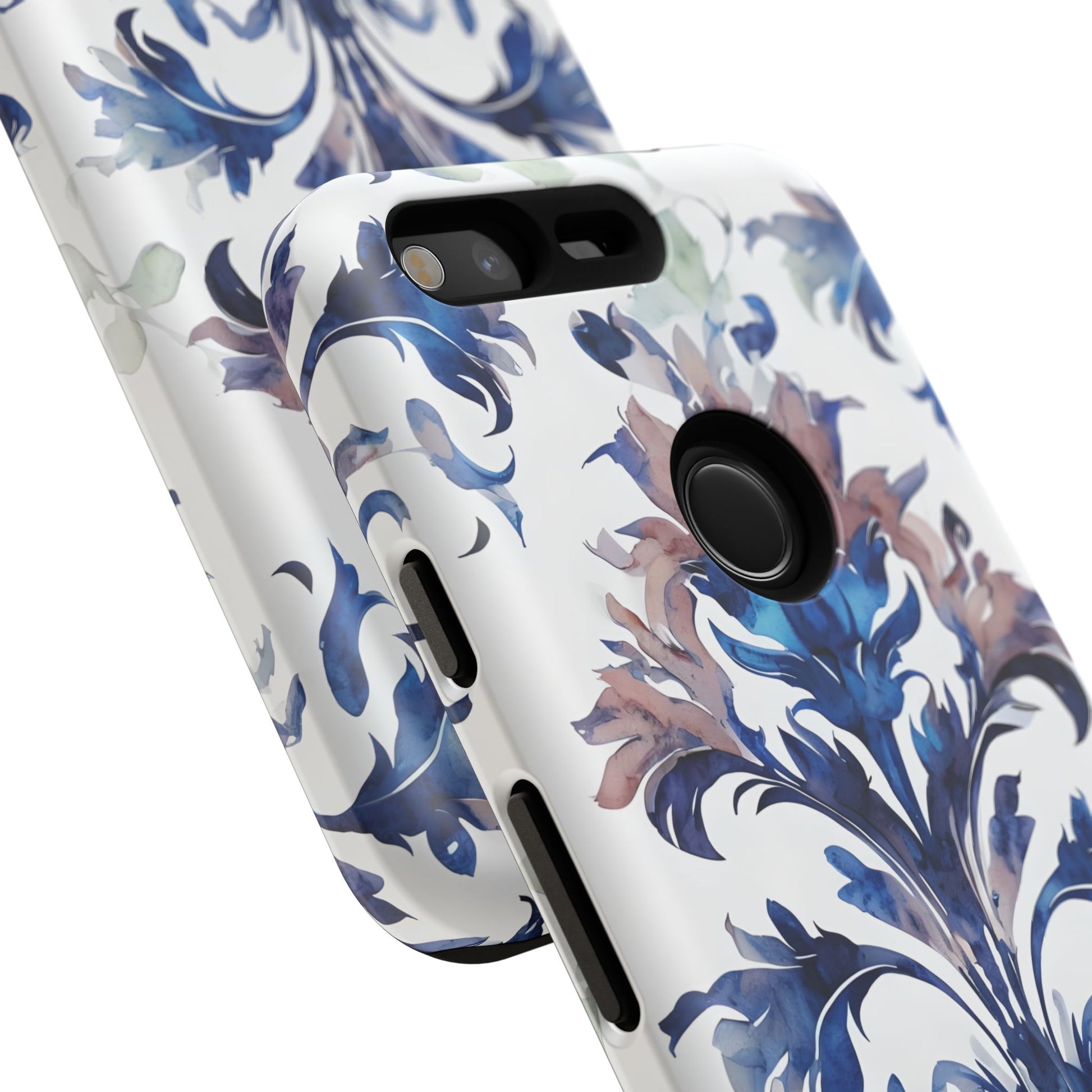 Delft Reverie - Elegant Blue & White Google Pixel Tough Phone Case - Dutch Delftware-Inspired Floral Design