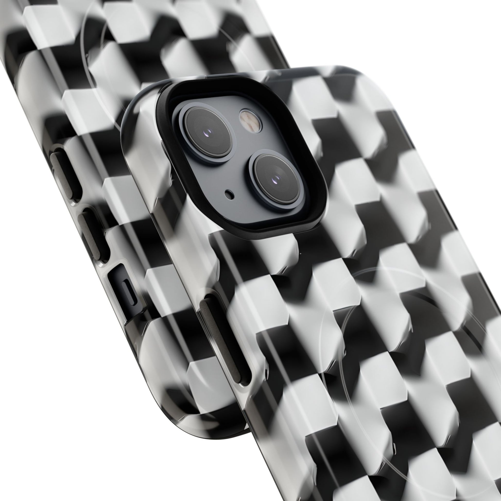 Monochrome Grid - iPhone 14 MagSafe Phone Case - Bold, Modern Black & White Design
