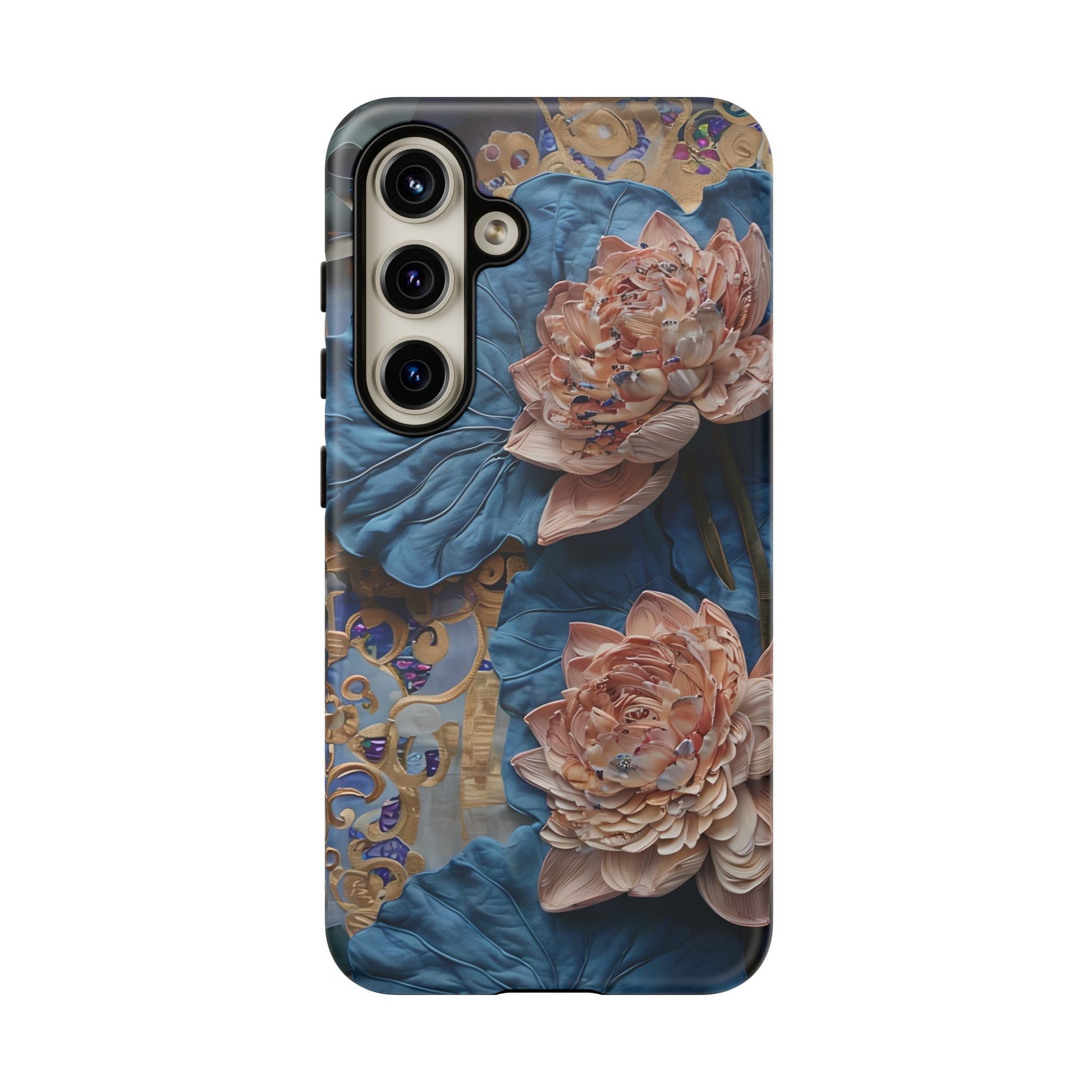 Peony Midnight Tapestry - Samsung Galaxy S24 - Elegant Blue & Blush Artful Phone Cover
