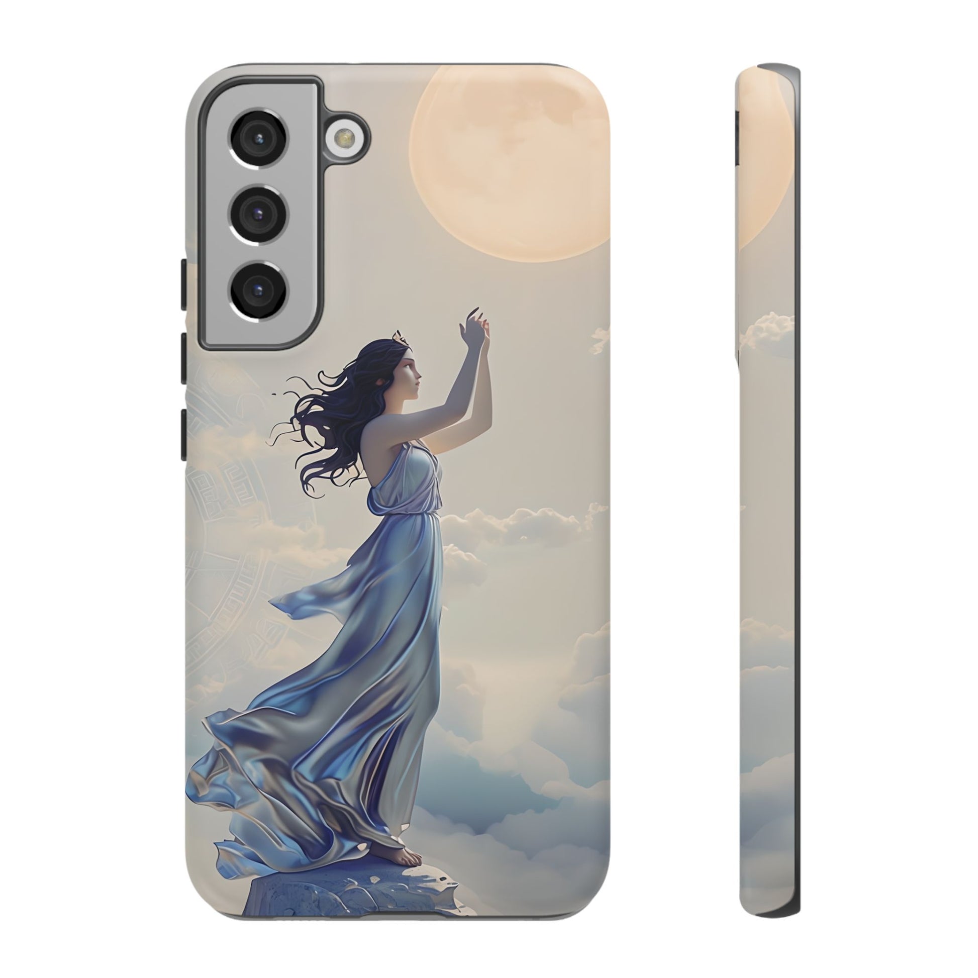 Moonlit Ascend - Ethereal Celestial Art Samsung Galaxy S22 Plus Tough Phone Case - Dreamy Night Sky & Floating Woman Design