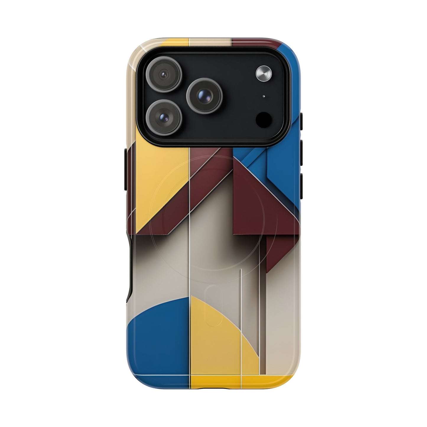 Chromatic Construct abstract color block iPhone MagSafe case with large camera cutout