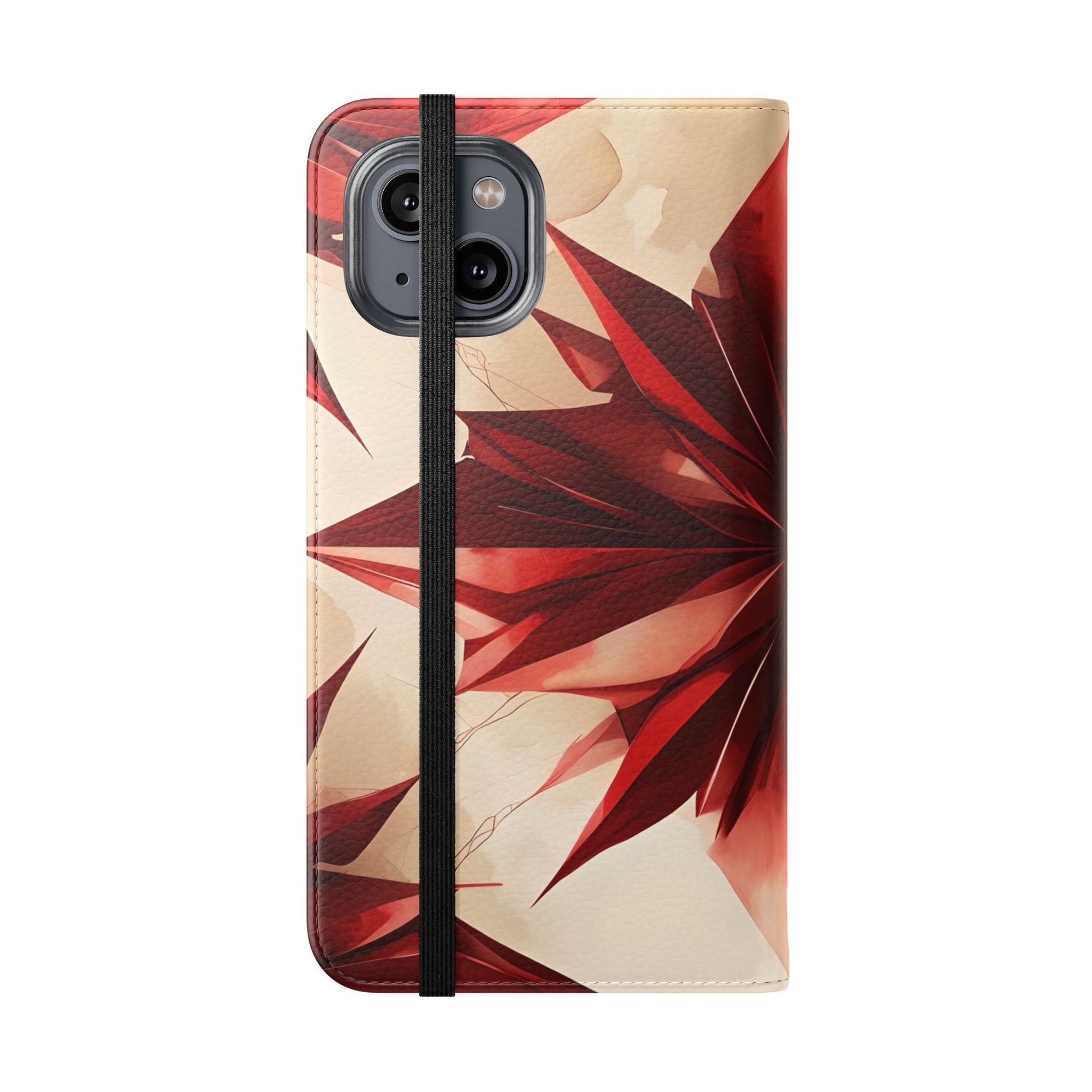 Ruby Compass iPhone 14 Wallet Case - Bold Geometric Flip Cover with Card Slots