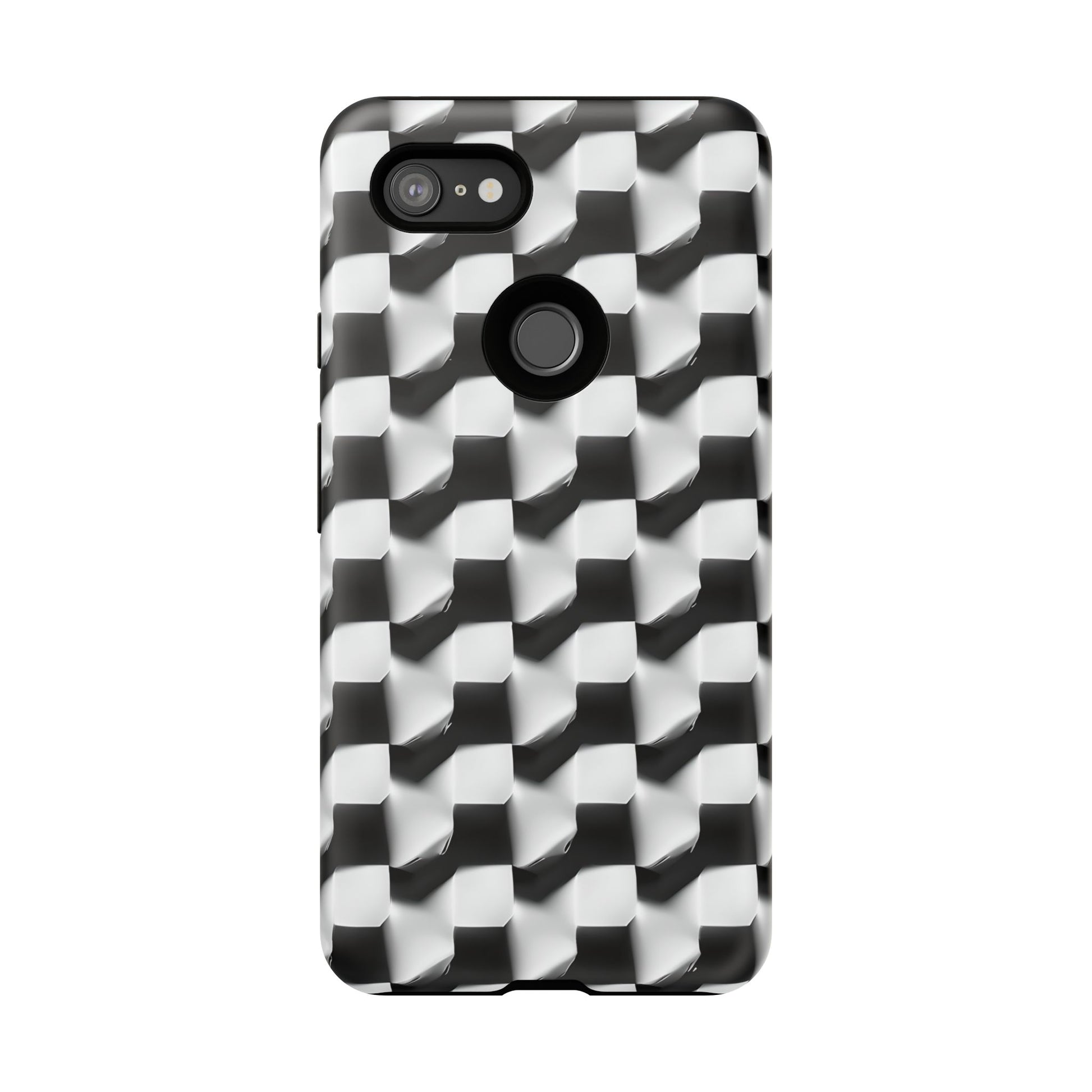 Monochrome Grid Tough Case for Google Pixel 3XL - Classic Checkerboard, Black & White, Minimalist Trend