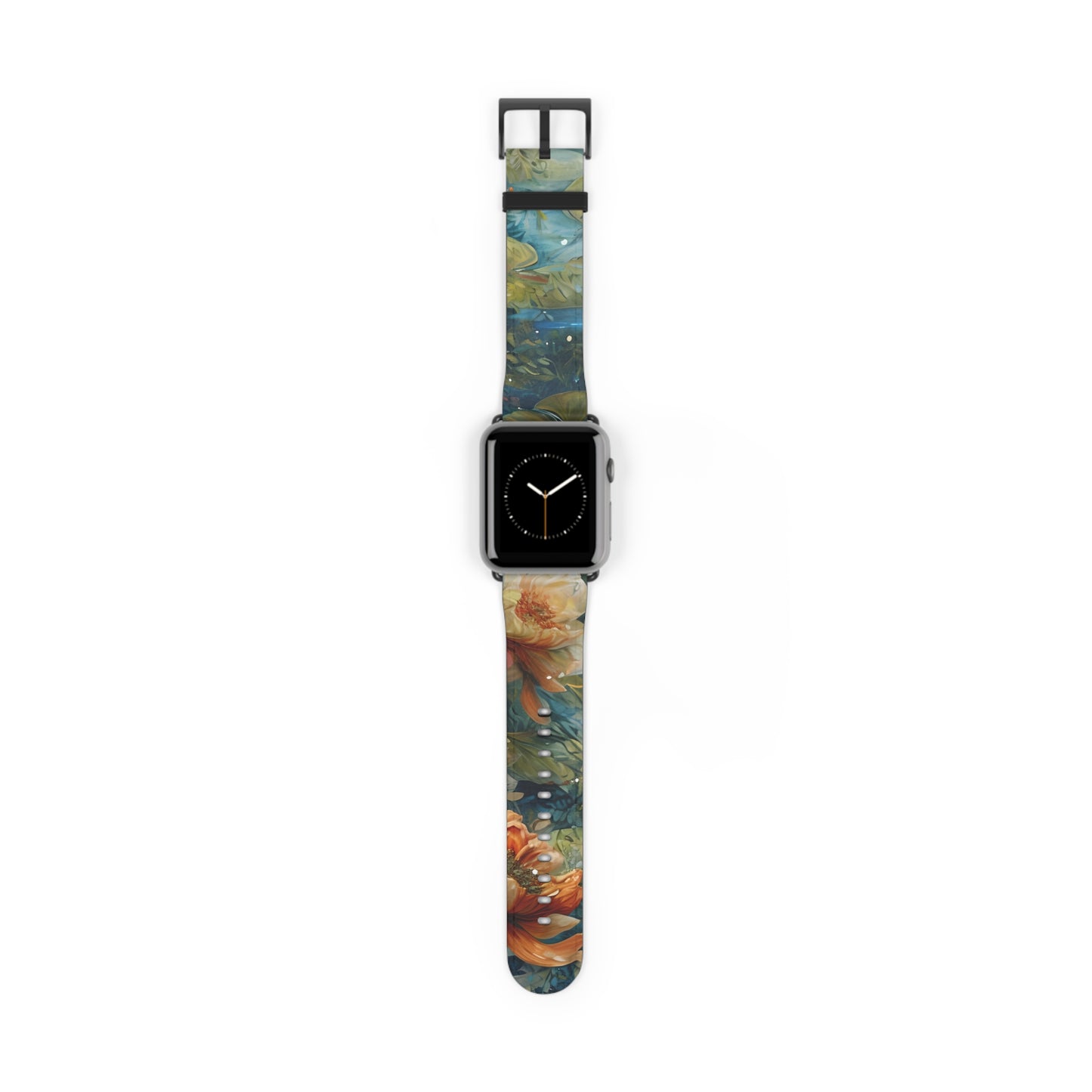 Waterlily Nocturne Apple Watch Band - Nature-Inspired Art Strap, Elegant Mountain Lake Design, Premium Gift for Outdoor Lovers