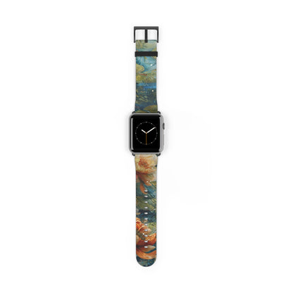 Waterlily Nocturne Apple Watch Band - Nature-Inspired Art Strap, Elegant Mountain Lake Design, Premium Gift for Outdoor Lovers