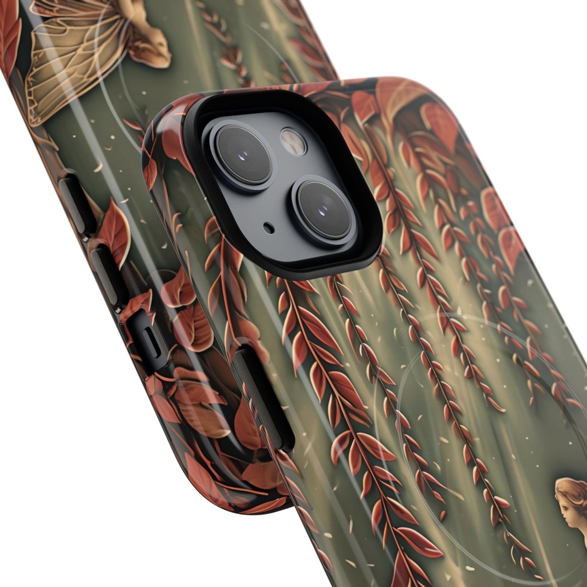 Willow Whisper - Tranquil Nature Art iPhone 14 MagSafe Phone Case - Serene Willow Tree & Meditative Figure Design