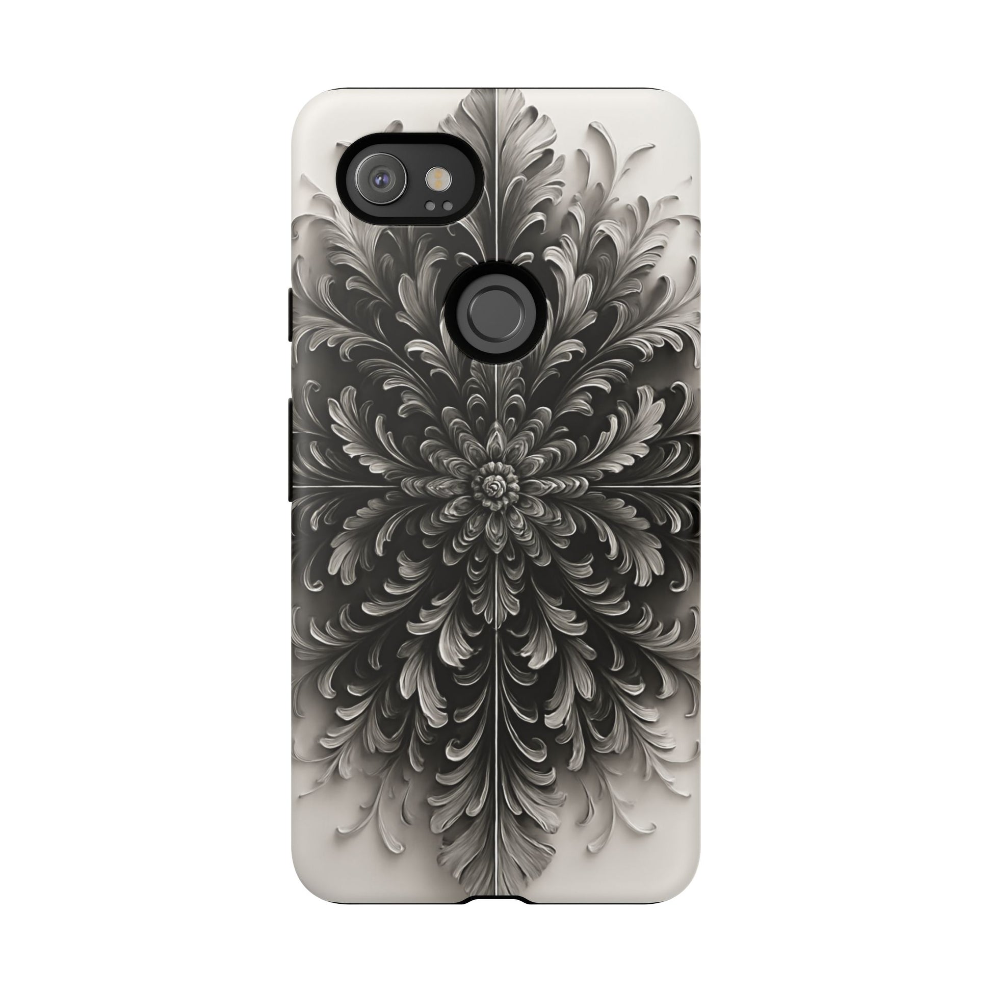 Obsidian Bloom - Elegant Black & White Google Pixel 2XL Phone Case - Intricate Mandala Flower Design