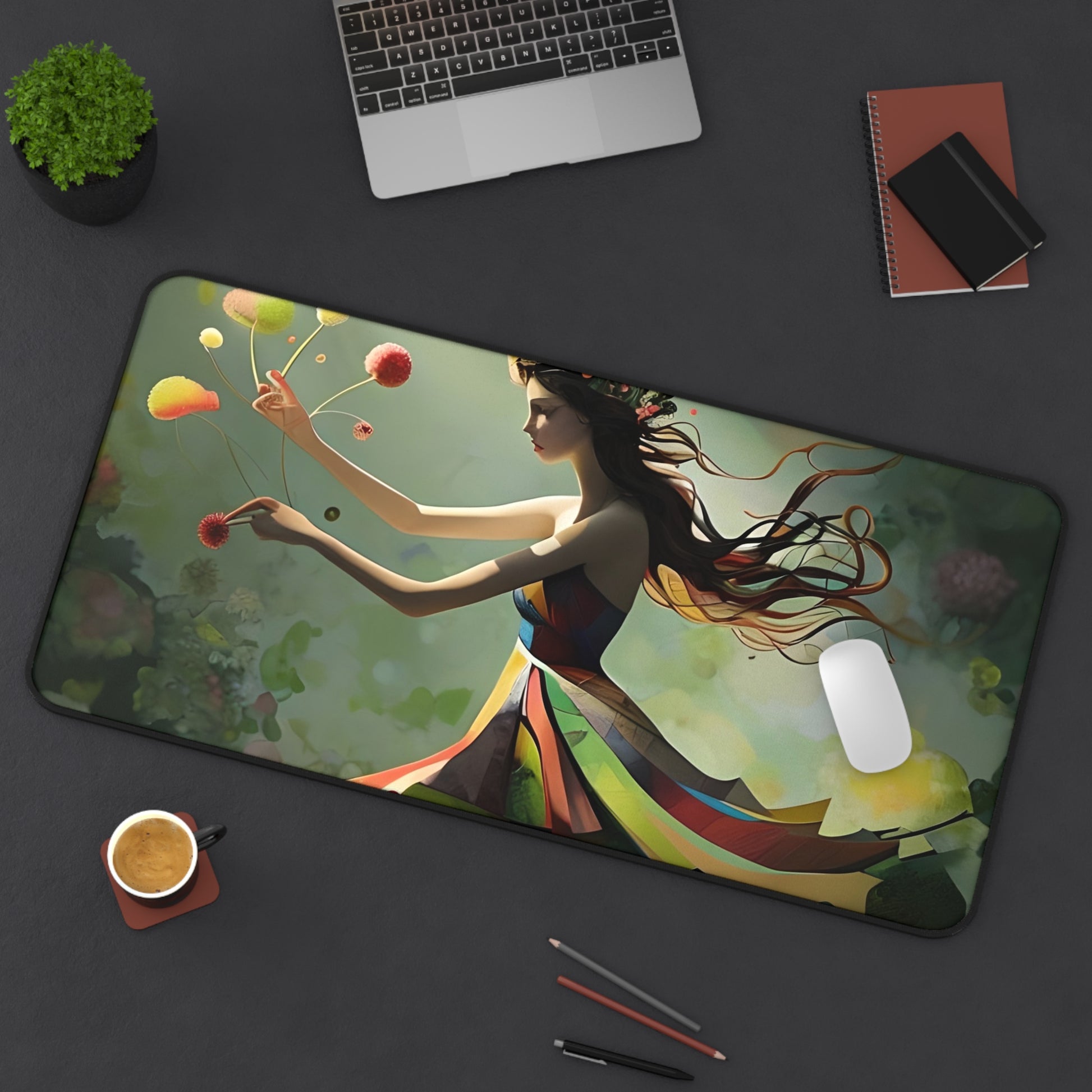 Dancing Wildflower Must Desk Mat - Premium Office Desk Pad, 3 Sizes Available, Artistic Workspace Protection