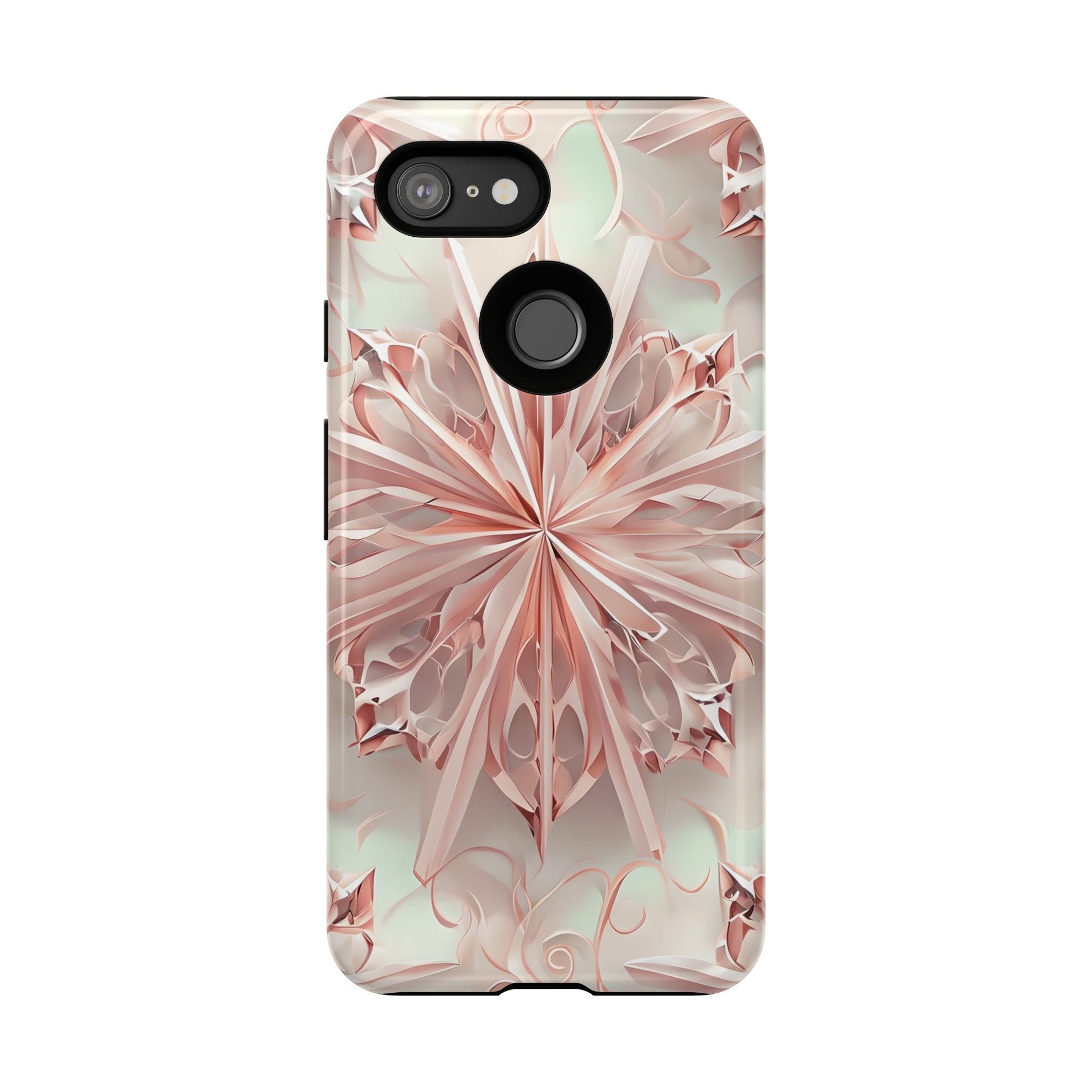 Blush Frost from our Kaleidoscope Collection - Google Pixel 3 tough case - Soft Pink Geometric Floral Design