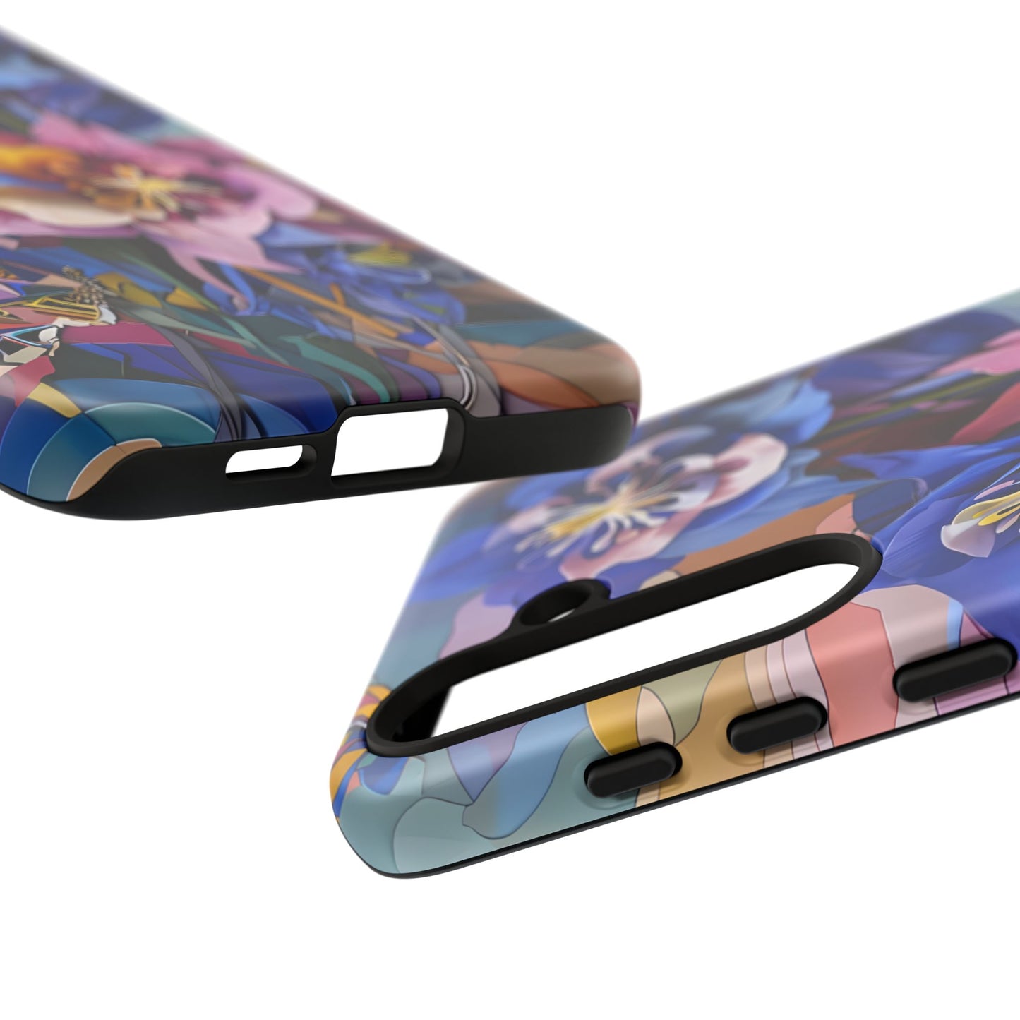Blue Columbine Carnivale - Artistic Floral & Butterfly Samsung Ultra Tough Phone Case - Vibrant Botanical Design