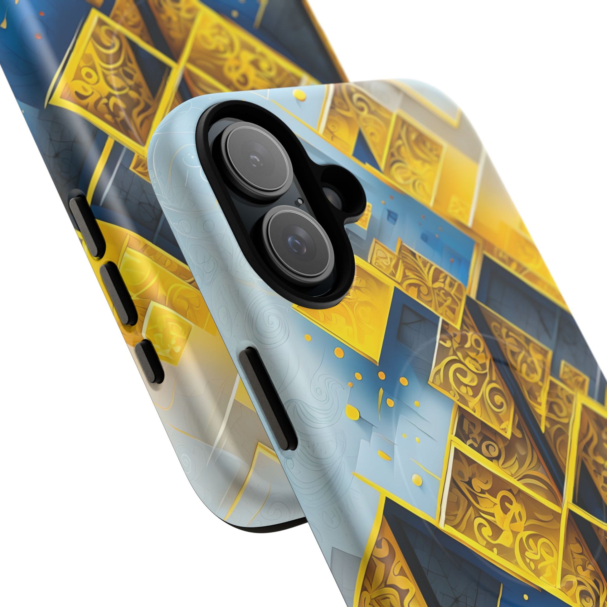 Golden Ascent Luxe Geometric iPhone 16 Plus- MagSafe Compatible - Elegant Abstract Gold Design