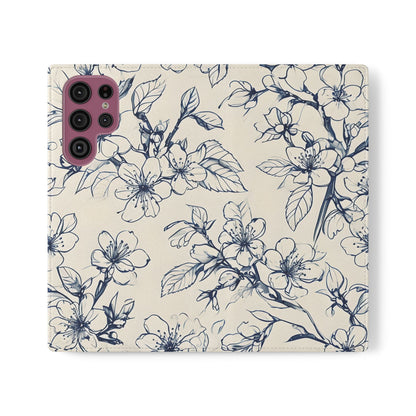 Blossom Sketch - Minimalist Floral Flip Phone Case for Samsung Galaxy
