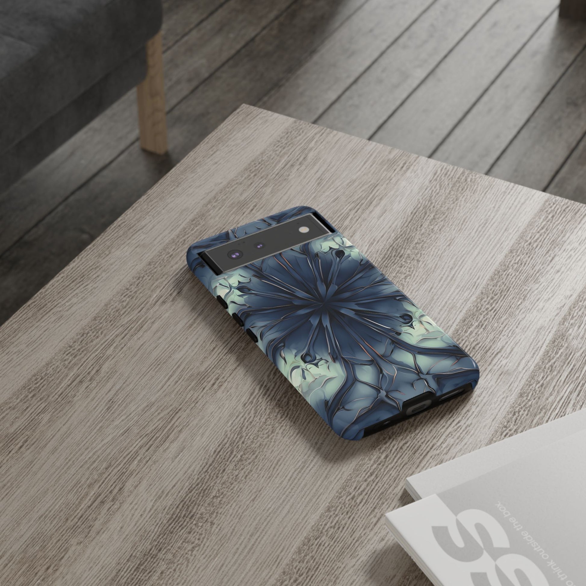 Indigo Mosaic - Artistic Kaleidoscope Collection Artistic Floral - Google Pixel 6 Tough Phone Case - Bold Blue Symmetrical Design
