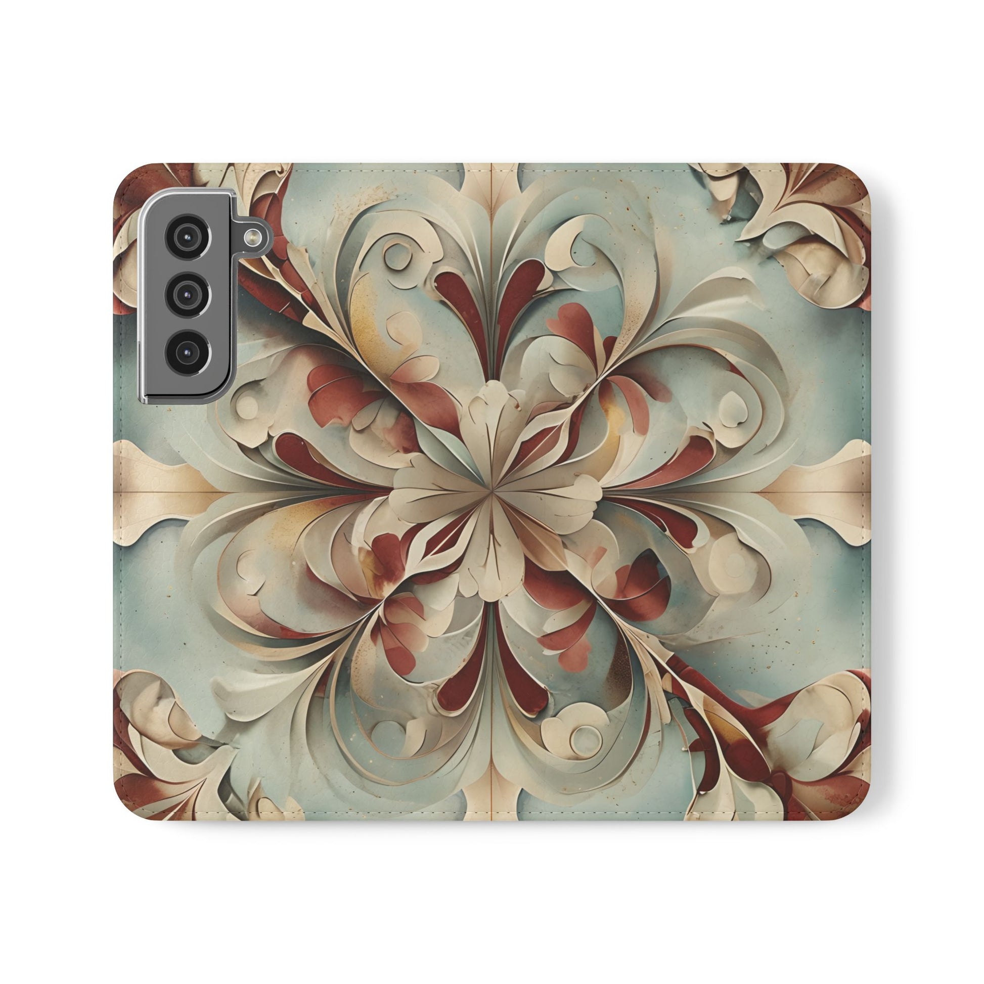 Vintage Baroque Blossom Wallet Phone Case - Elegant Floral Flip Cover for Samsung Galaxy S22