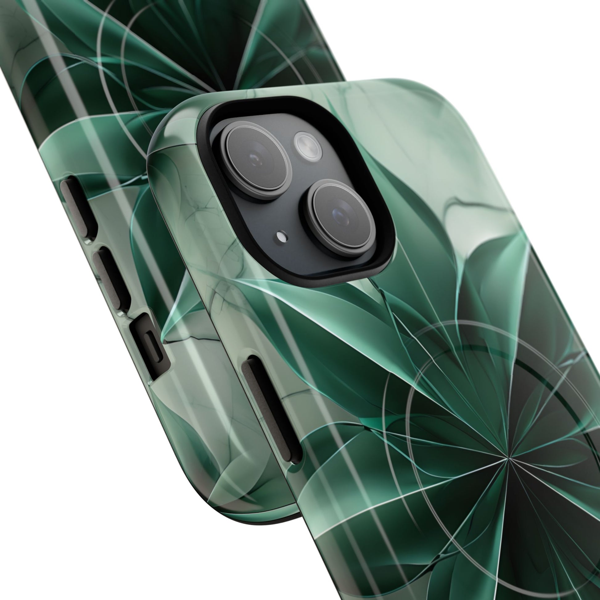 Emerald Bloom - iPhone 15 MagSafe Phone Case - Rich Emerald Modern Design