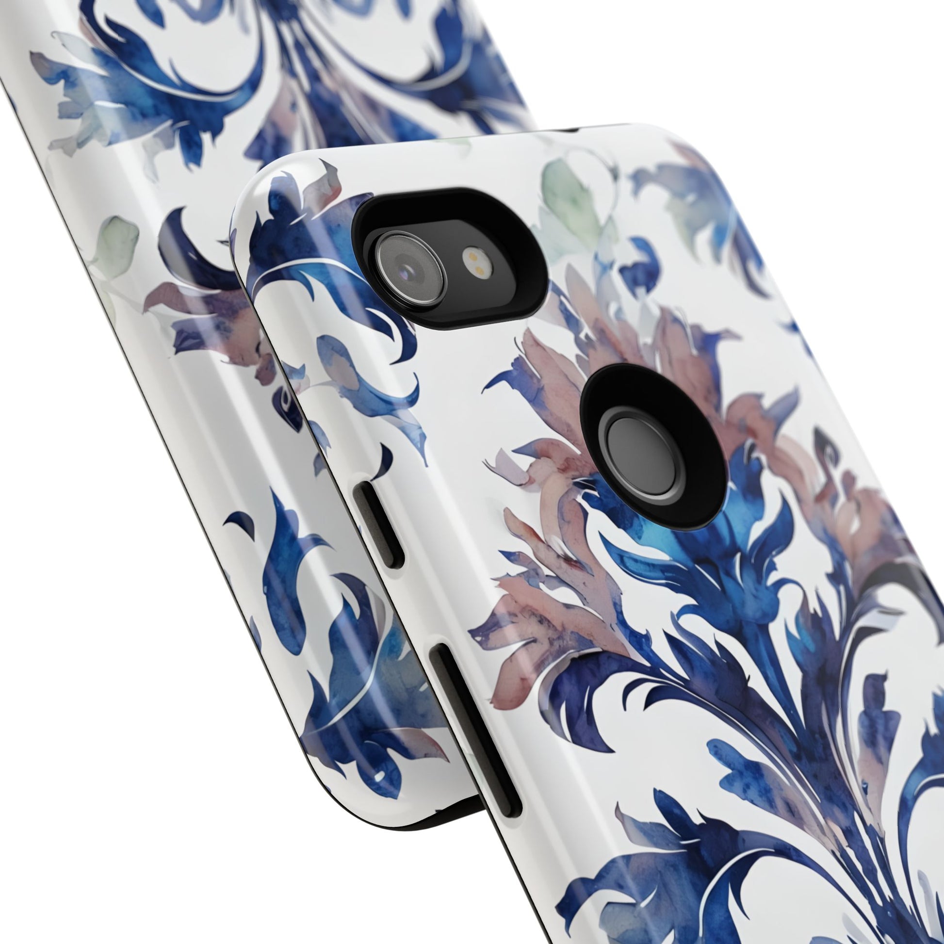Delft Reverie - Elegant Blue & White Google Pixel 3a XL Tough Phone Case - Dutch Delftware-Inspired Floral Design