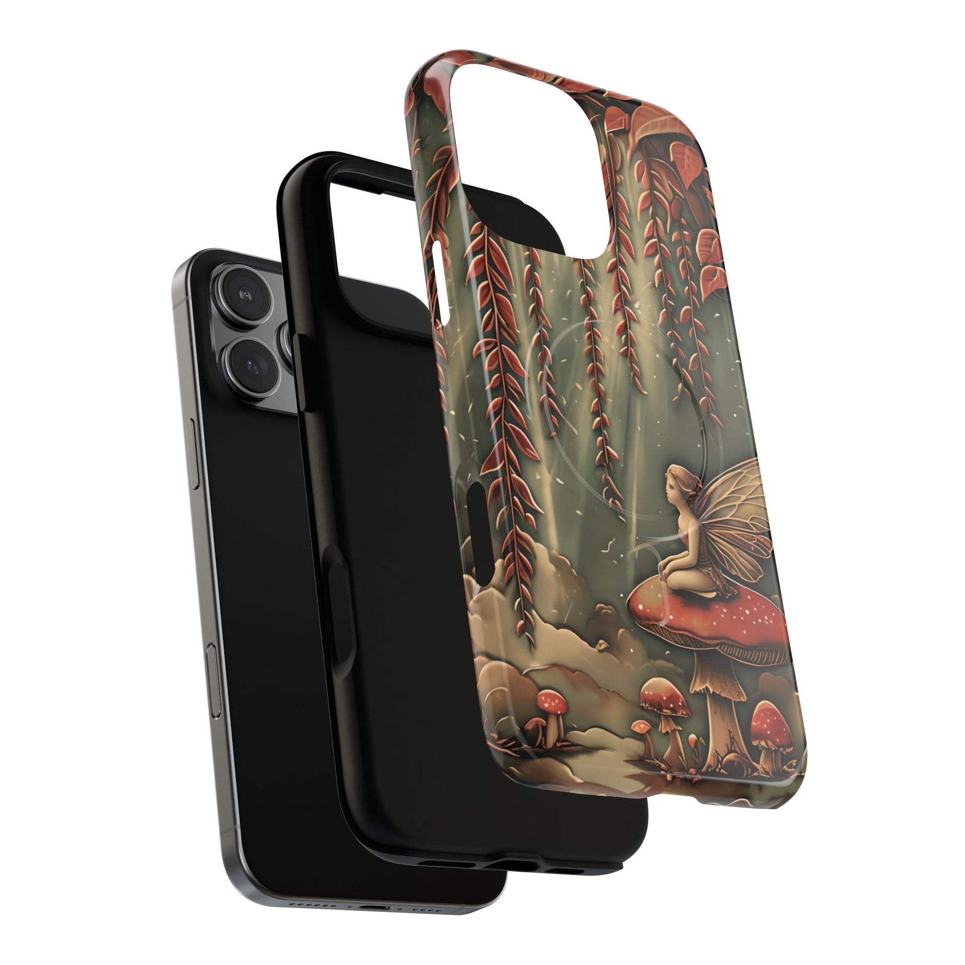 Willow Whisper - Tranquil Nature Art iPhone 16 Pro Max MagSafe Phone Case - Serene Willow Tree & Meditative Figure Design