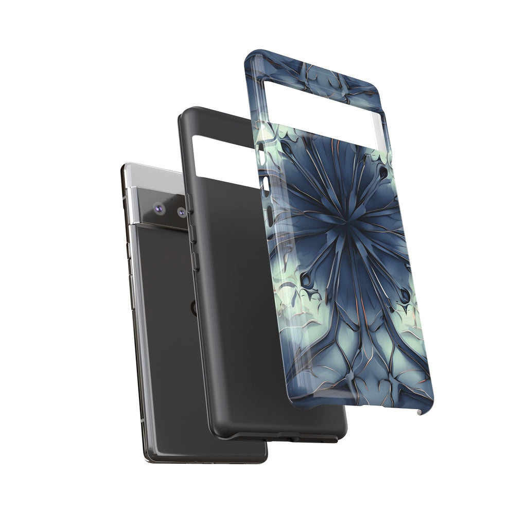 Indigo Mosaic - Artistic Kaleidoscope Collection Artistic Floral - Google Pixel 6 Pro Tough Phone Case - Bold Blue Symmetrical Design