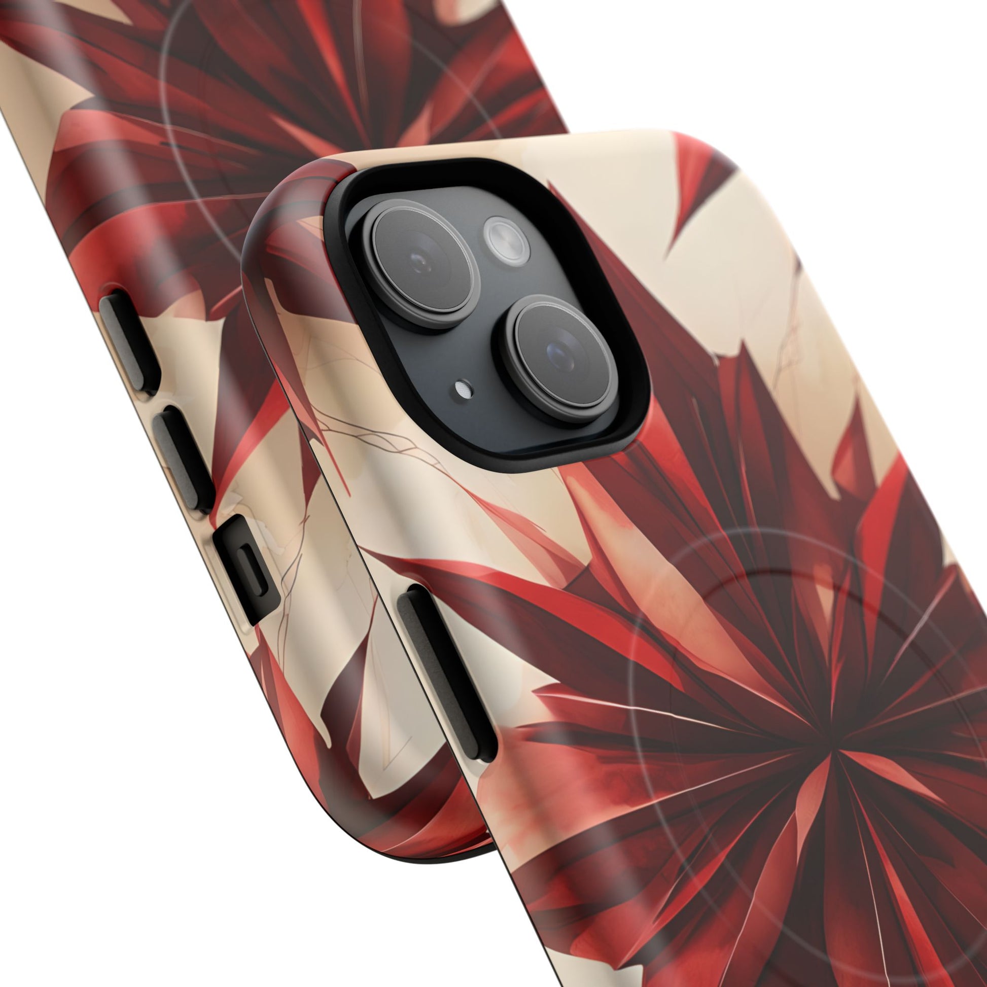 Ruby Compass iPhone 15 MagSafe Phone Case - Bold Red Modern Design