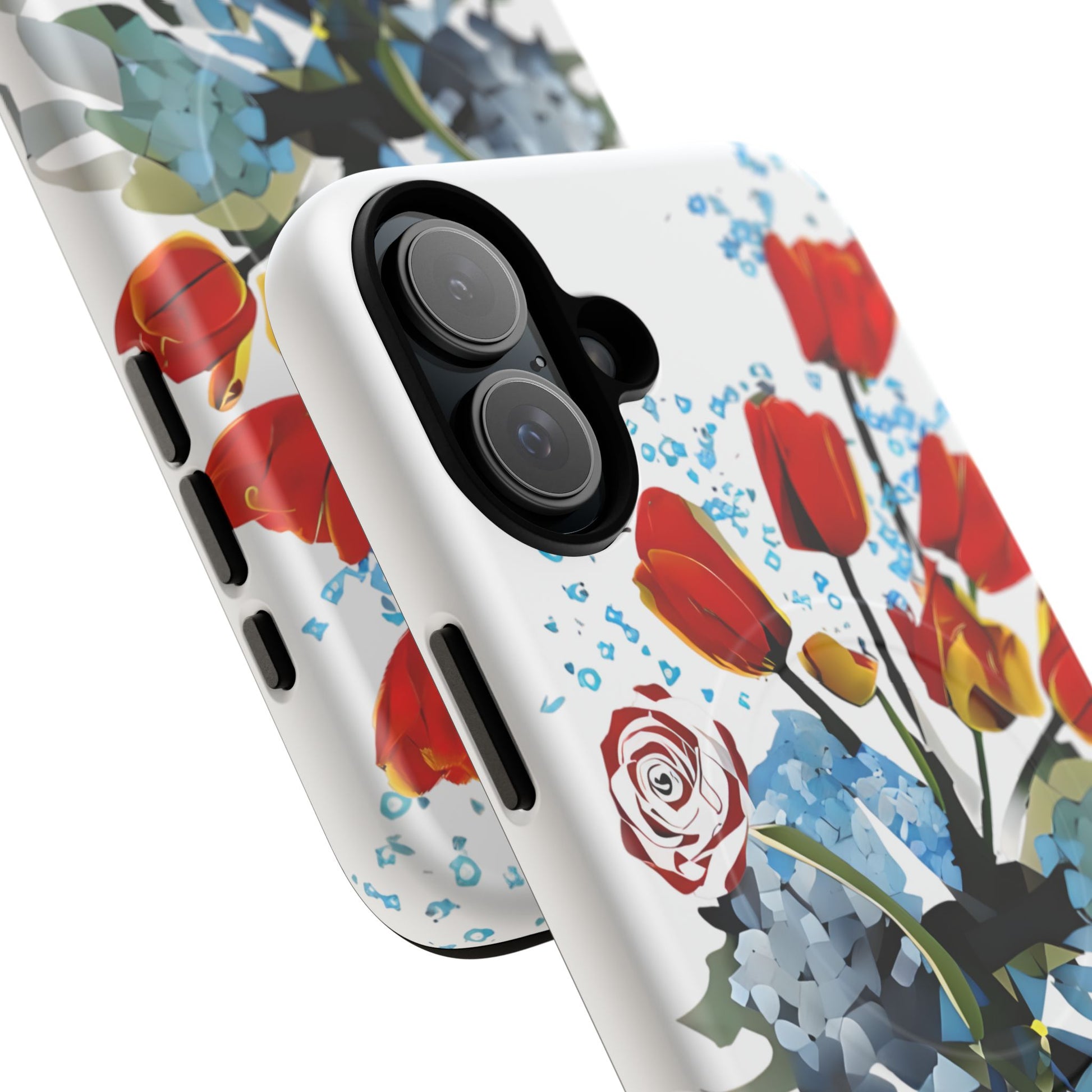 Bouquet Brilliance - Artistic Floral iPhone 16 Plus MagSafe Phone Case - Vibrant Tulip, Rose & Hydrangea Design