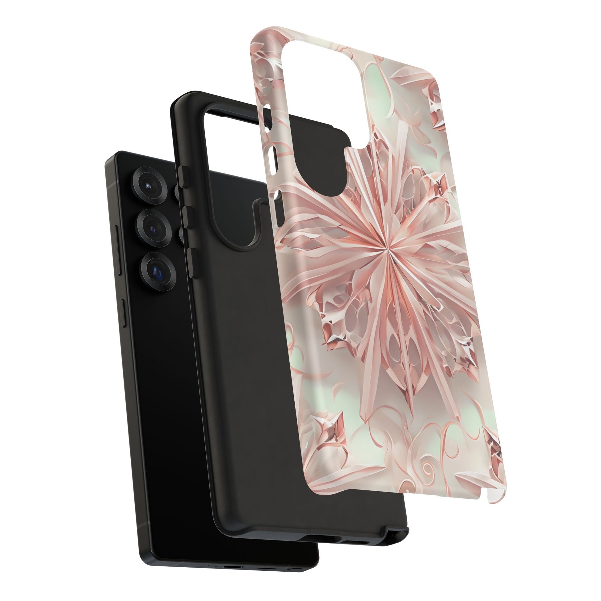 Blush Frost from our Kaleidoscope Collection - Samsung Galaxy S25 Ultra tough case - Soft Pink Geometric Floral Design
