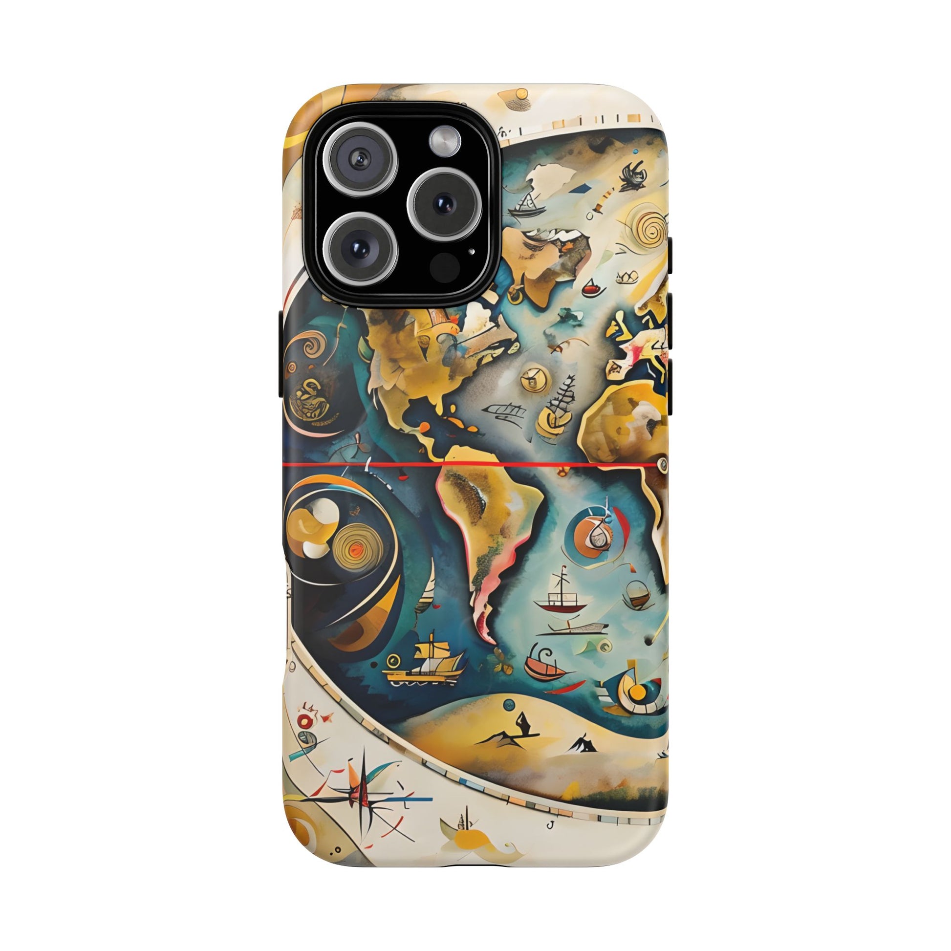 Celestial Map iPhone 16 Pro Max MagSafe Phone Case -Vintage Nautical World Map, Artistic Blue & Gold