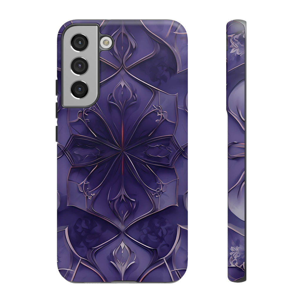 Violet Nebula - Kaleidoscope Collection Artistic Floral Burst - Samsung Galaxy S22 Plus Tough Phone Case - Bold Purple Symmetrical Design