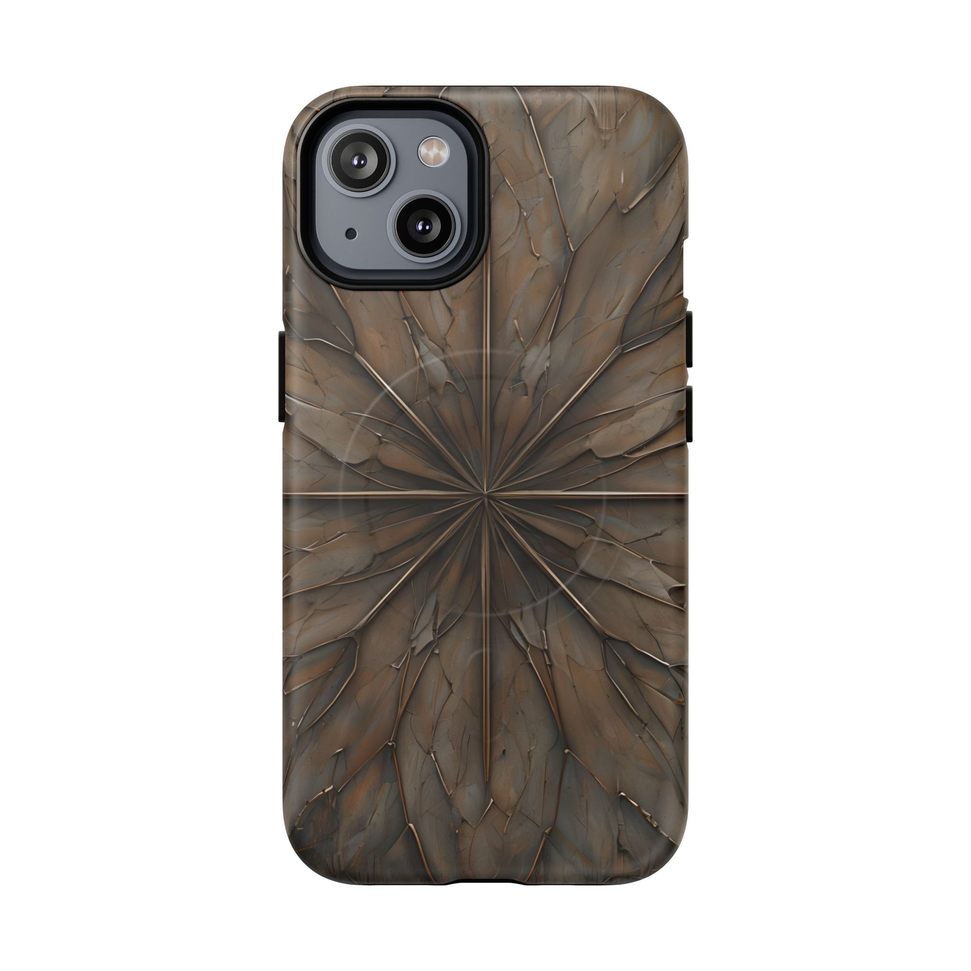 Earthstone Mandala - Kaleidoscope Collection Artistic Taupe Burst - iPhone 14 MagSafe Phone Case