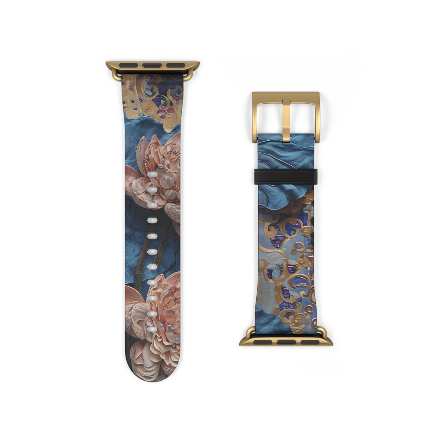 Peony Midnight Tapestry Designer Apple Watch Band - Premium Custom Strap for Series 1-9, SE & Ultra - Artistic Vegan Leather