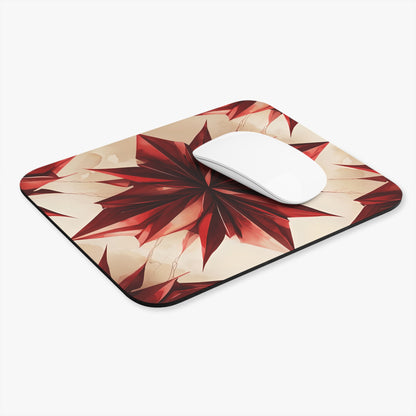 Ruby Compass mouse pad in workspace with mouse showing ruby red compass artwork