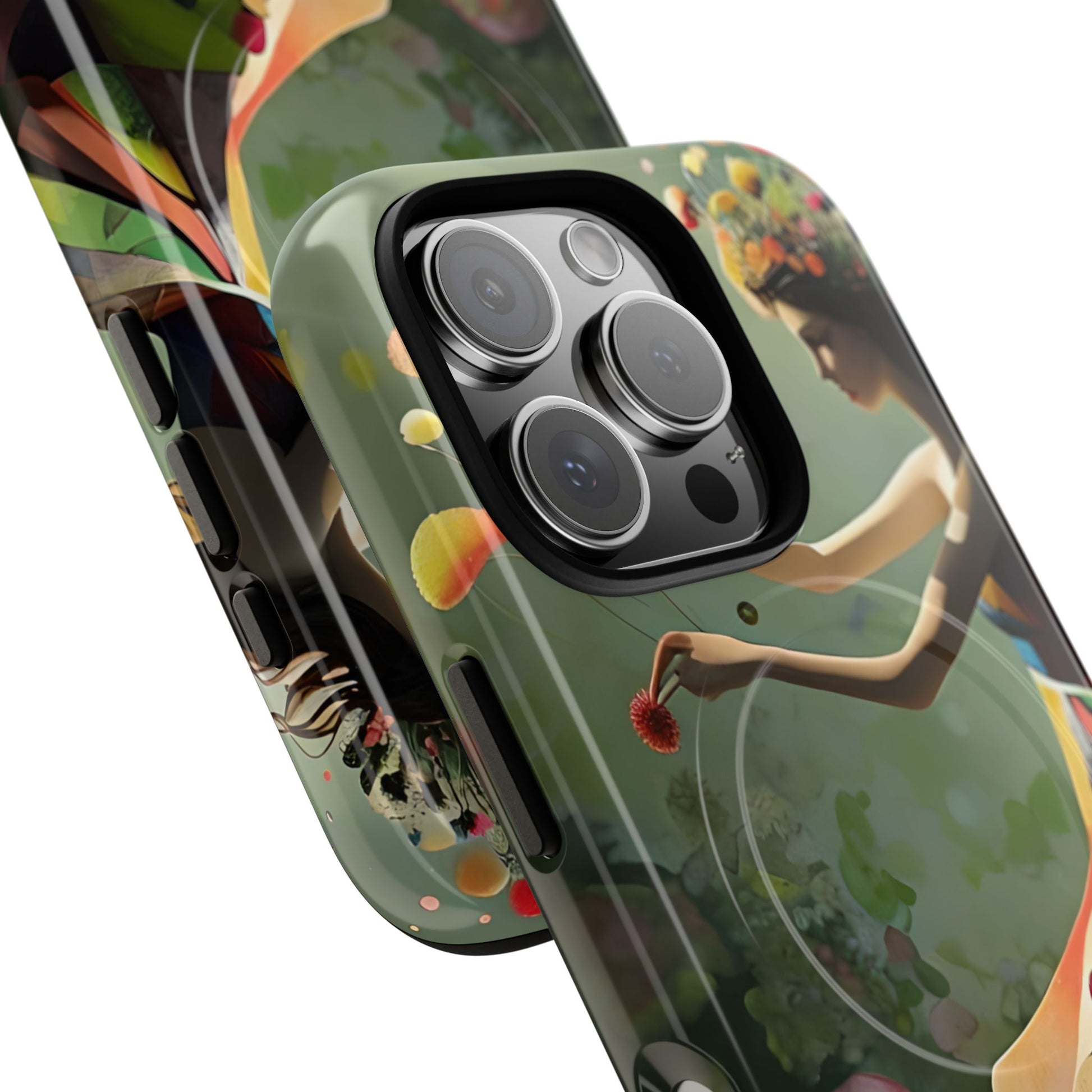 Dancing Wildflower Muse iPhone 16 Pro- Artistic Floral Fantasy Cover - MagSafe Compatible - Whimsical Nature-Inspired Protective Accessory