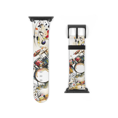 Beatline Apple Watch band strap with colorful drum artwork and black clasp