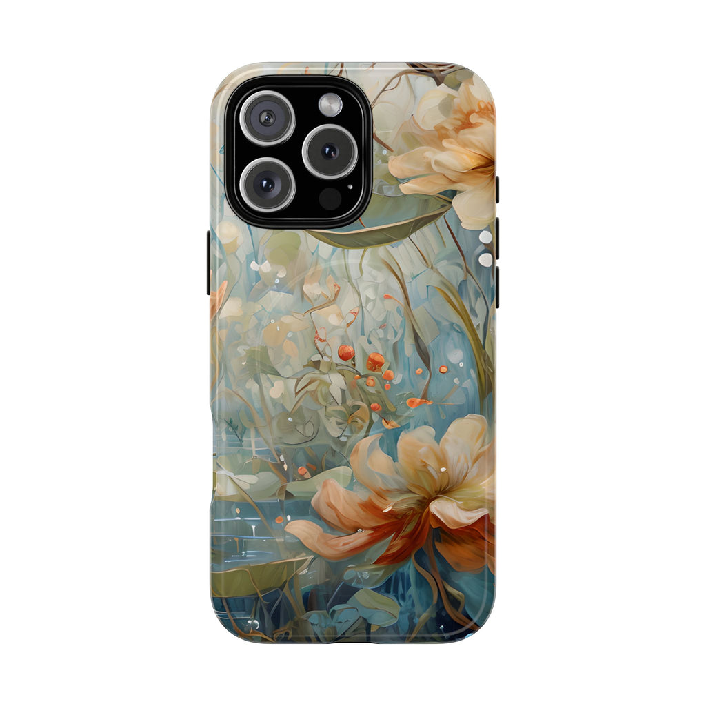 Waterlily Dreamscape - Artistic Floral iPhone 16 Pro Max MagSafe Phone Case -Waterlily & Lotus Design