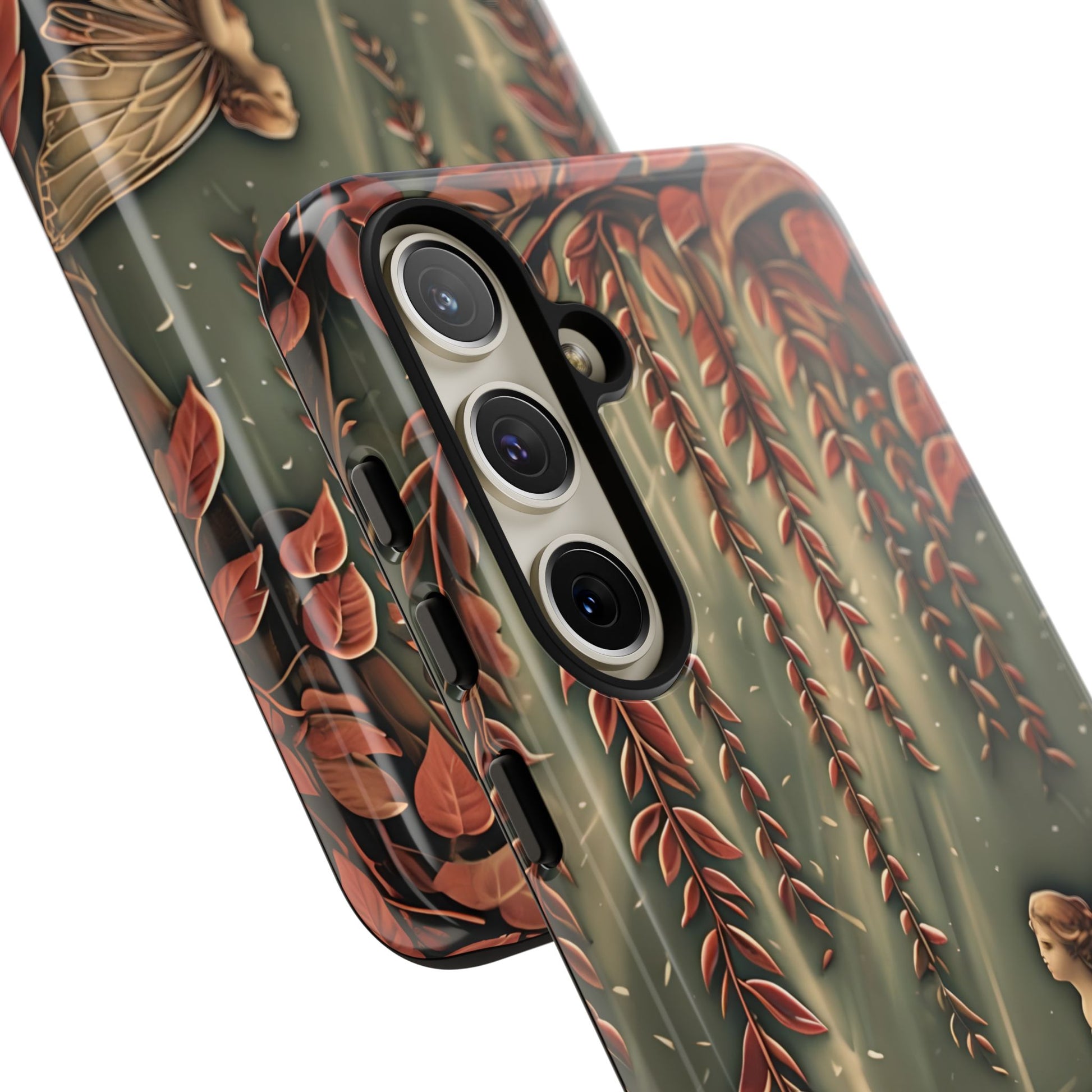 Willow Whisper - Tranquil Nature Art Samsung Galaxy S24 Plus Tough Phone Case - Serene Willow Tree & Meditative Figure Design
