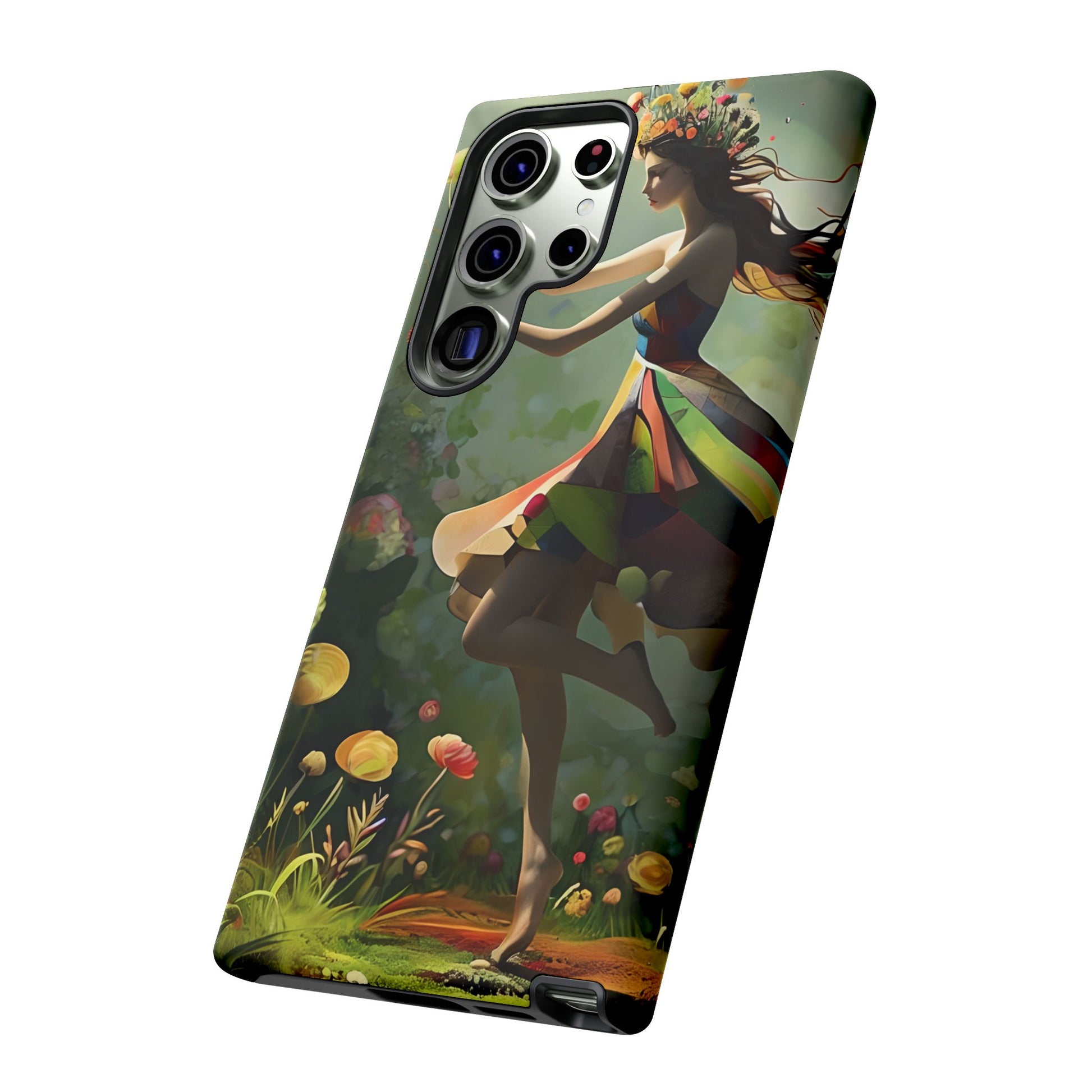 Dancing Wildflower Muse Samsung Galaxy S23 Ultra Tough Case - Artistic Floral Fantasy Cover - Whimsical Nature-Inspired Protective Accessory