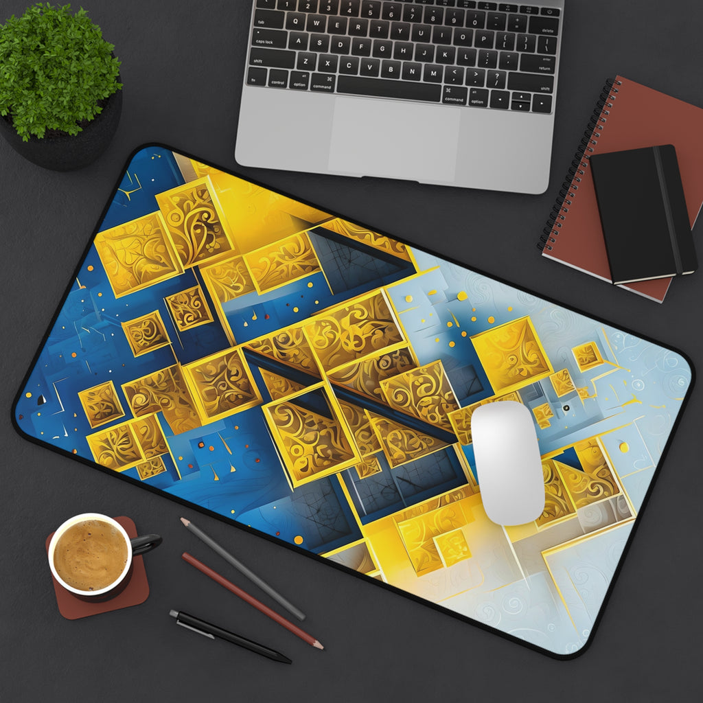 Golden Ascent Desk Mat - Premium Office Desk Pad, 3 Sizes Available, Artistic Workspace Protection